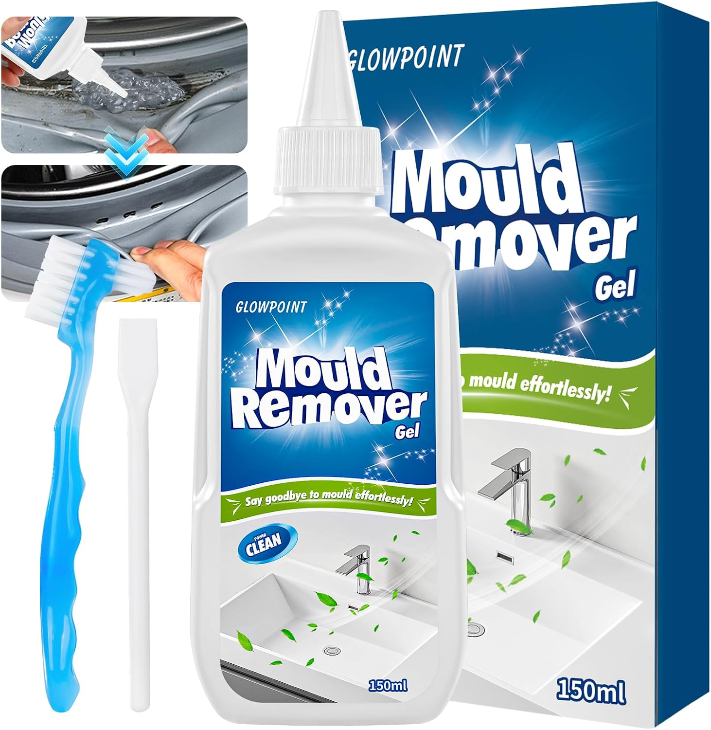 Mould Remover Gel, Large Capacity 150ML Black Mould & Mildew Remover, Deep Cleaner for Washing Machine, Bathroom, Kitchen Sink, Tile & Grout