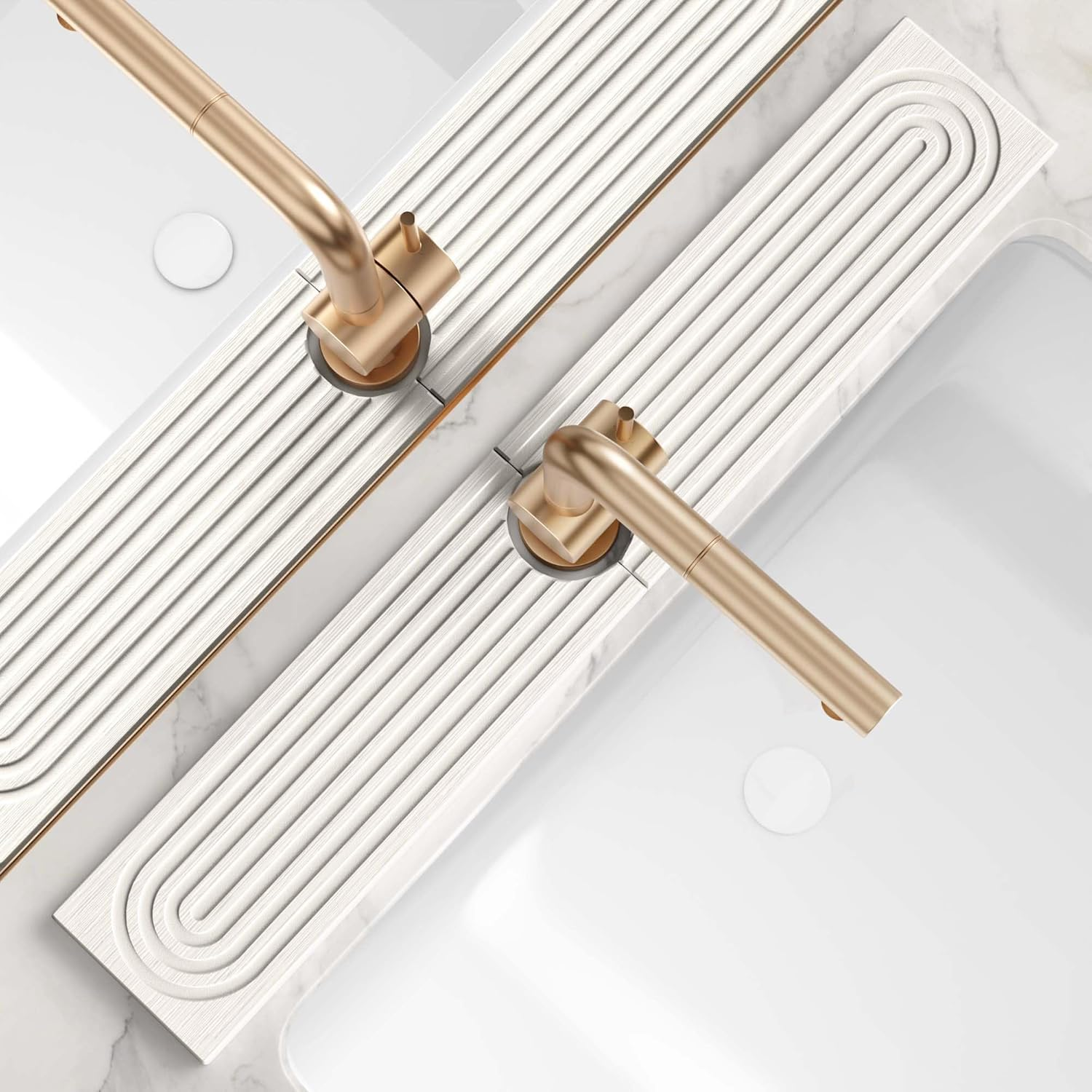 Stone Faucet Mat for Kitchen Sink – Diatomite Drying Stone Mat & Sink Protector, Prevent Moisture – Sink Splash Guard Water-Absorbing Stone Tray for Bathroom Counter [Light Grey,23.6