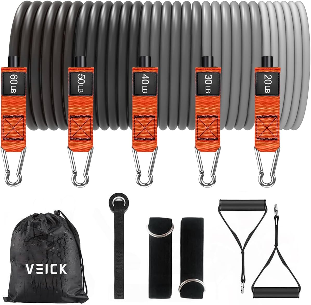 Resistance Bands, Exercise Bands for Working Out with Handles, Elastic Workout Bands for Men Women, Exercising Bands for Strength Training Equipment at Home Gym