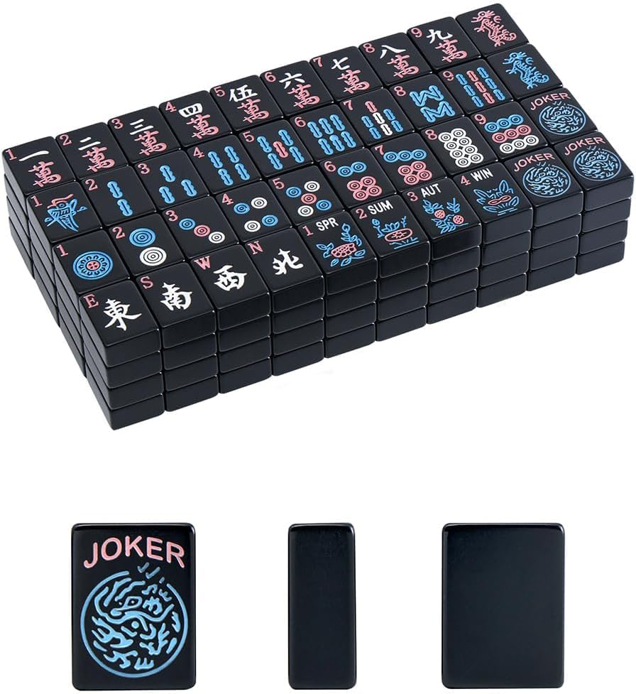 American Mahjong Tiles (1.2”,Tiles Only), 166 Mahjong Tile Set with Black Color (Tiles Only)