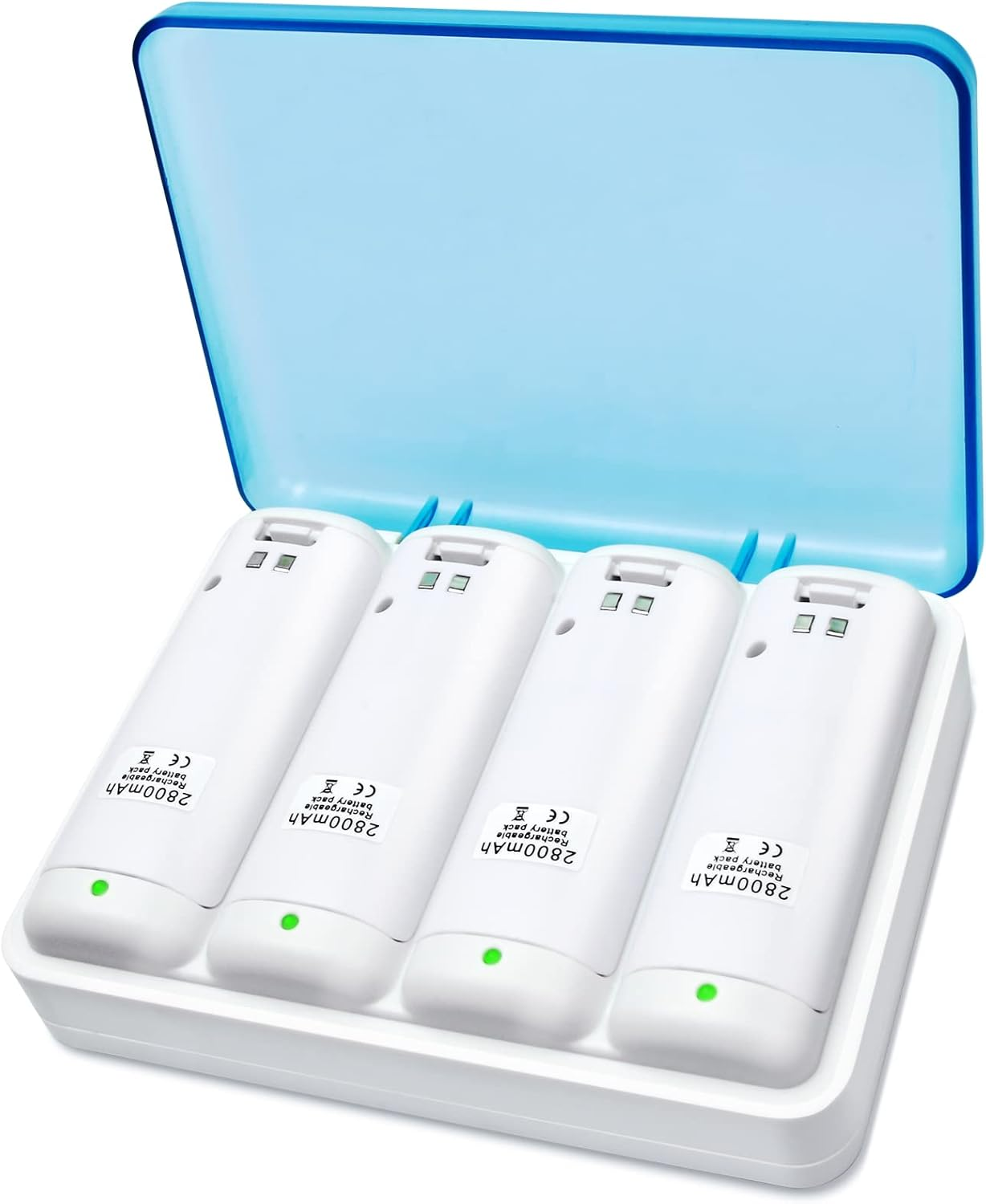 4 Pack Rechargeable Battery Charger Dock Station for Wii Remote Controller