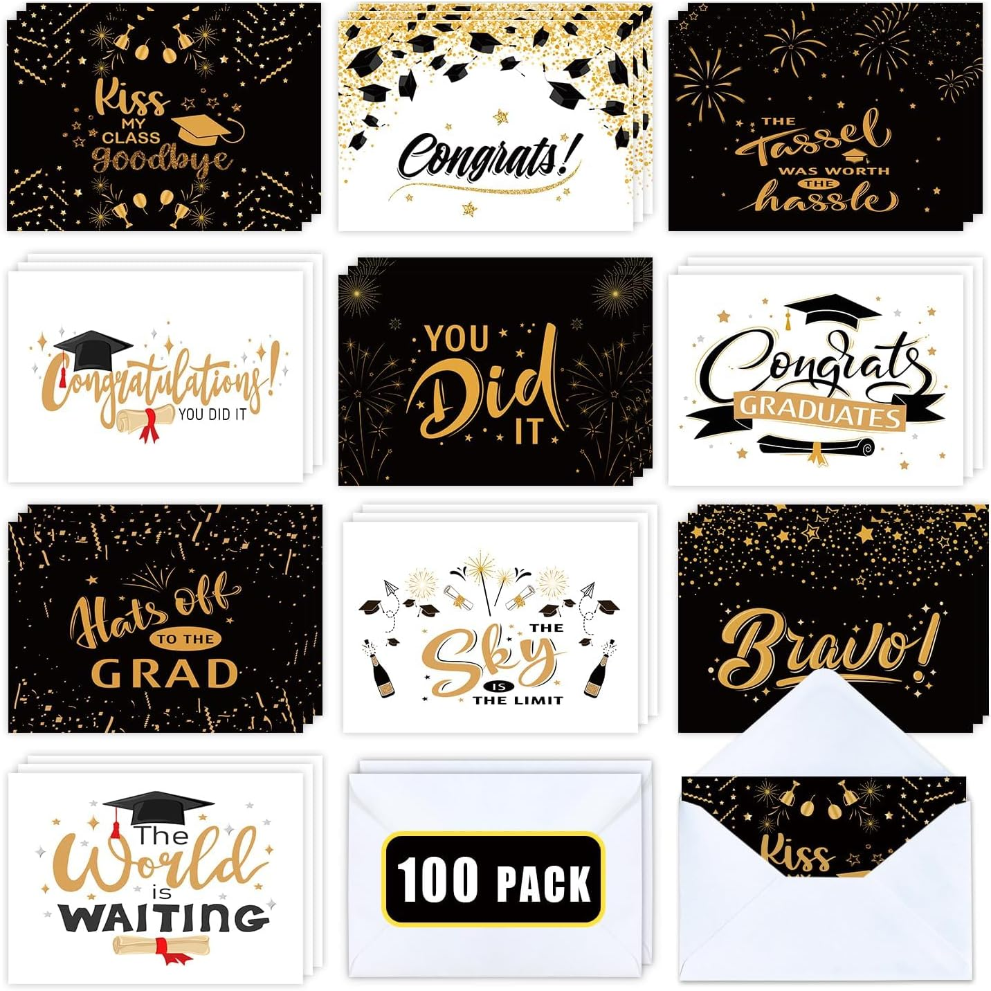 100 Pack Bulk Graduation Cards 2025 with Envelopes for College/High  School/Middl | eBay