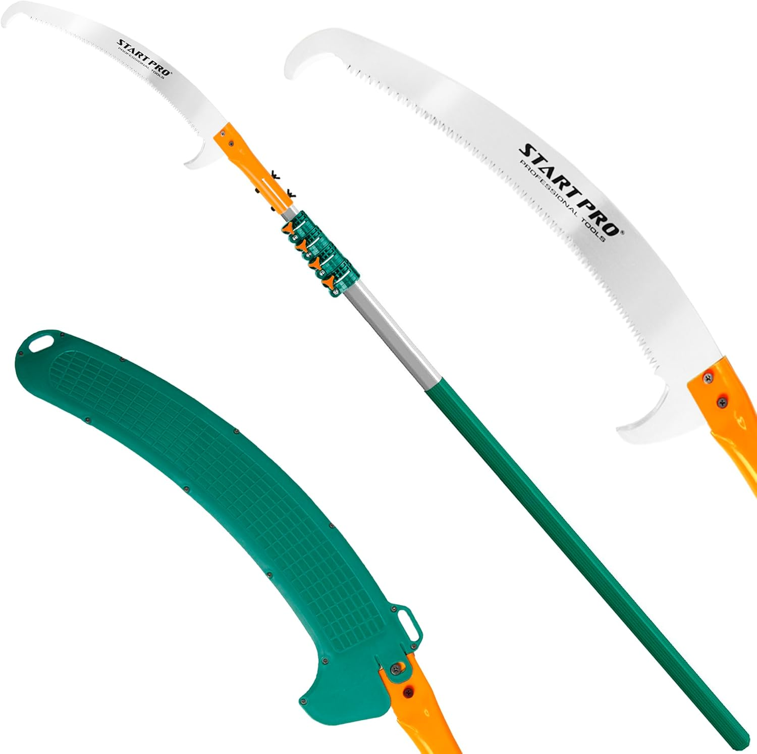 Startpro 29Ft Reach Tree Pruning Saw, Telescopic Manual Lightweight Extendable 23Ft Pole Saw with Sharp Carbon-Enriched Blade for Efficient Tree Maintenance and High-Reach Branch Cutting. (23Ft)