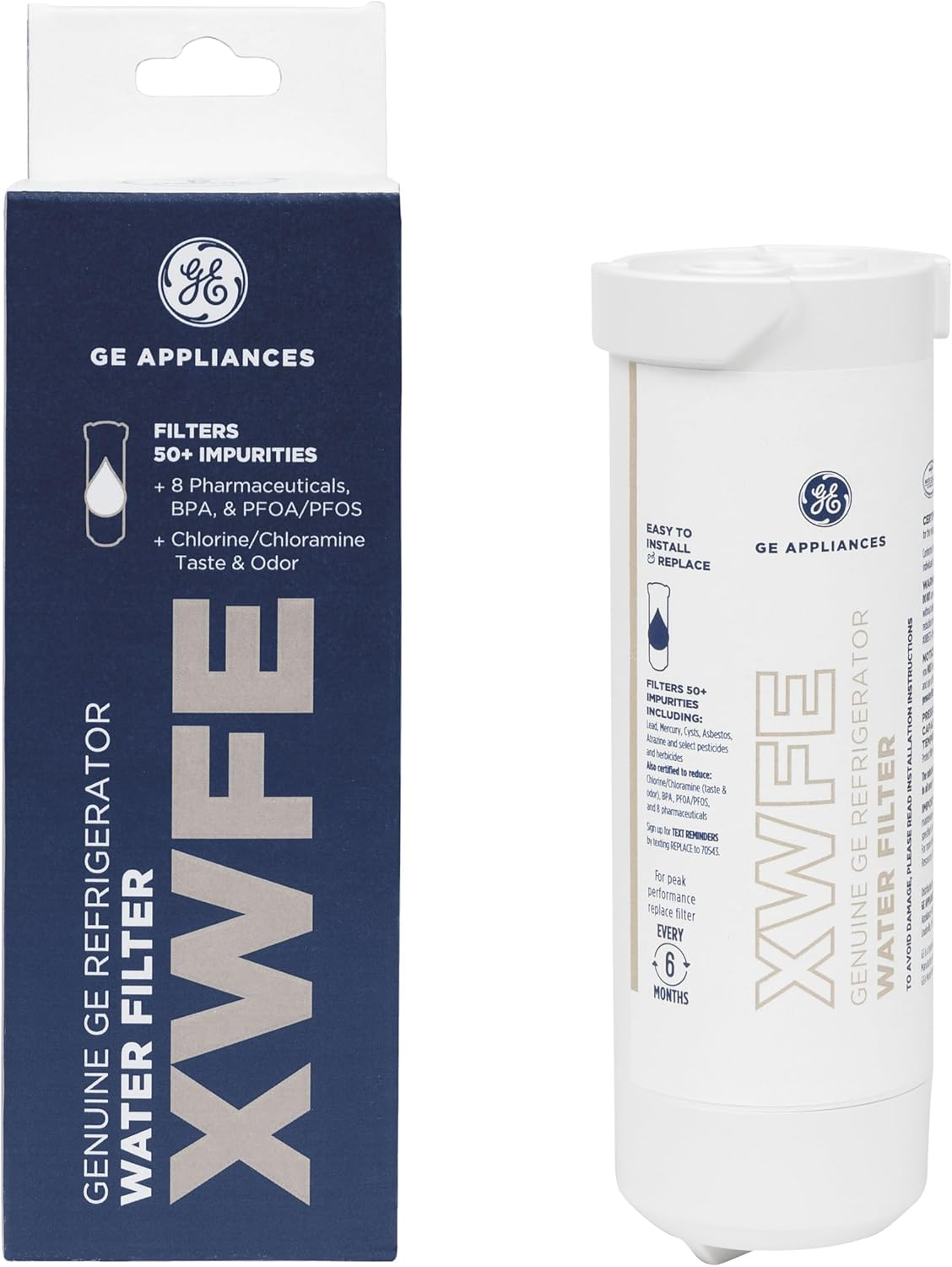 XWFE Refrirator Water Filter, nuine Replacement Filter, Certified to Reduce Lead, Sulfur, and 50+ Other Impurities, Replace Every 6 Months for Best Results, Pack of 1