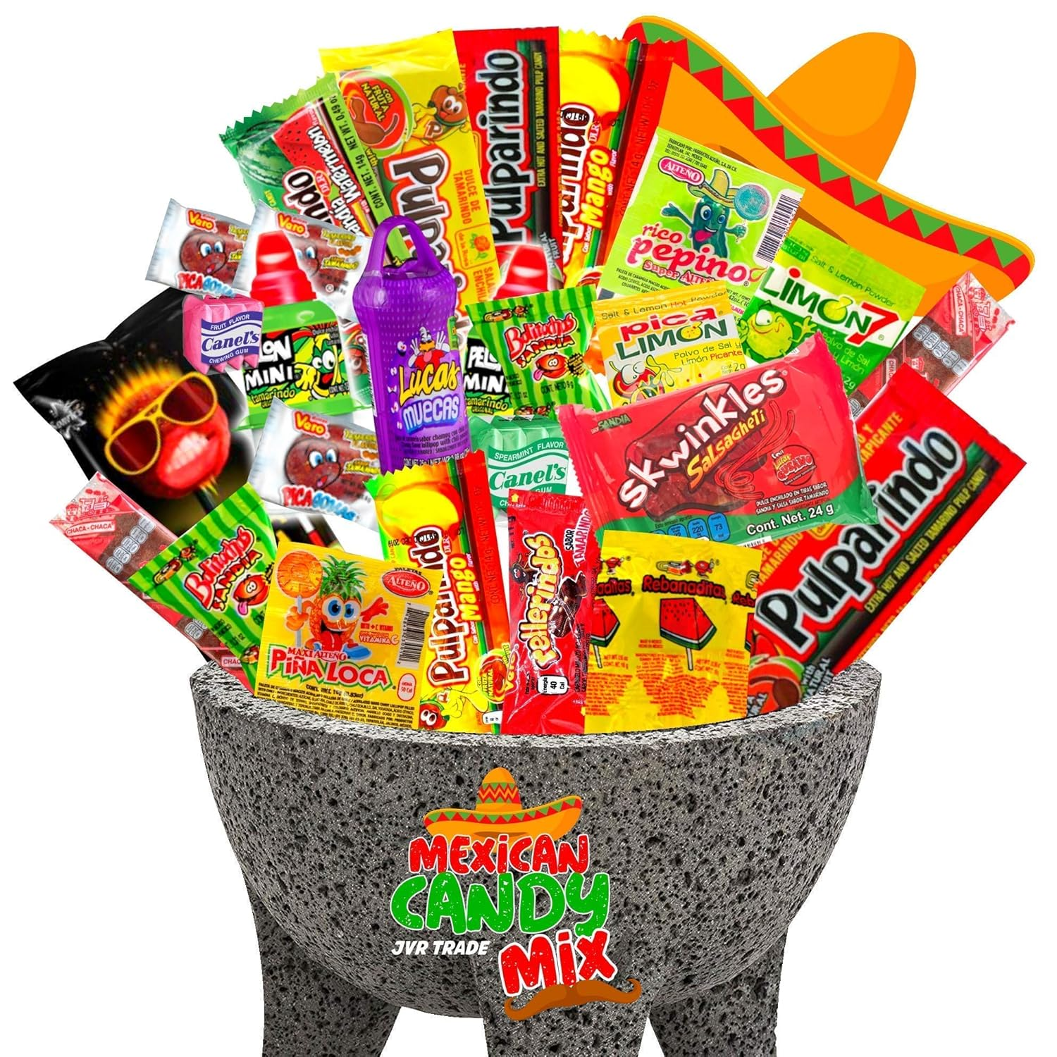 Mexican Candy Mix Assortment Snack (42 Count) Dulces Mexicanos Variety of Best Sellers Spicy, Sweet, and Sour Bulk Candies, Includes Luca, Pelon, Pulparindo, Rellerindo, by