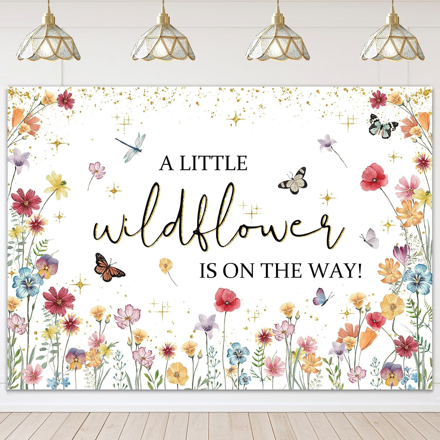 Wildflower Baby Shower Decorations a Little Wildflower Is on the Way Baby Shower Backdrop Floral Theme Baby Girls' New Born Photoshoot Background Banner (7X5Ft(84X60In))
