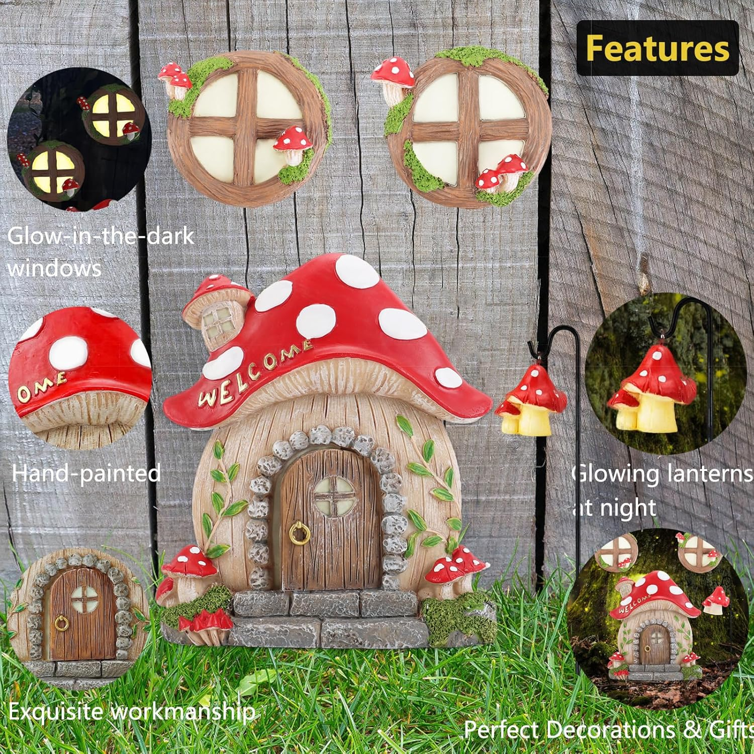 Miniature Fairy Garden Accessories Christmas Decorations Mushroom Fairy Door ... - Picture 7 of 15