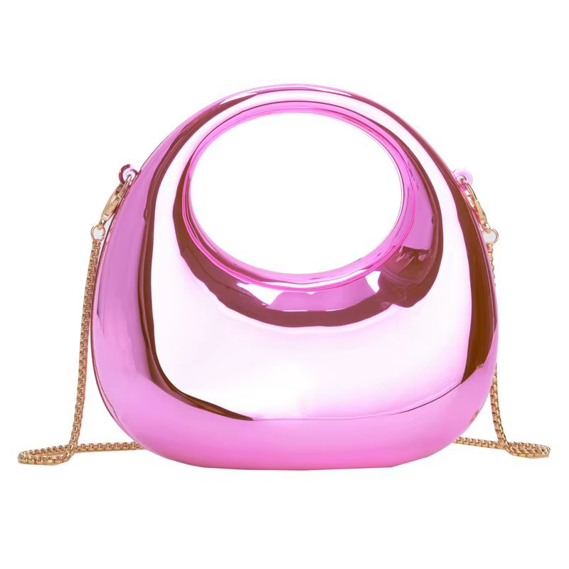 YY0005 2025 Women'S Fashion Lady Sequined Mini Crescent Acrylic Crossbody Bag Adjustable Strap Zipper Closure Polyester Lining