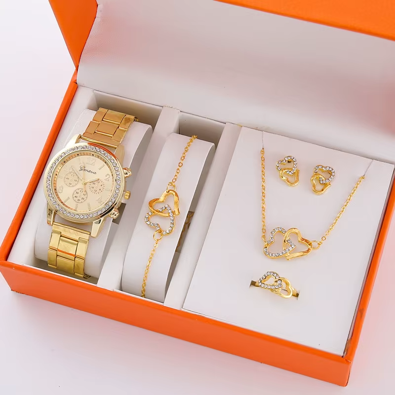 Elevate Your Style: 5-Piece Women's Casual Korean Quartz Watch and Jewelry Set - Perfect Gift!