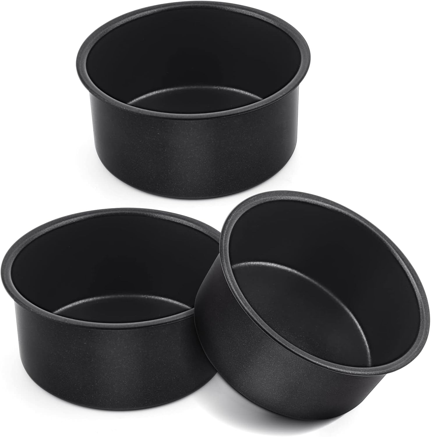 4 Inch Cake Pan Set of 3, Nonstick Stainless Steel Mini round Cake Pans Tin, Small Size for Baking Smash Cakes/Cheesecake, Stainless Steel Core & Non-Toxic Coating, Straight Side & 2 Inch Deep