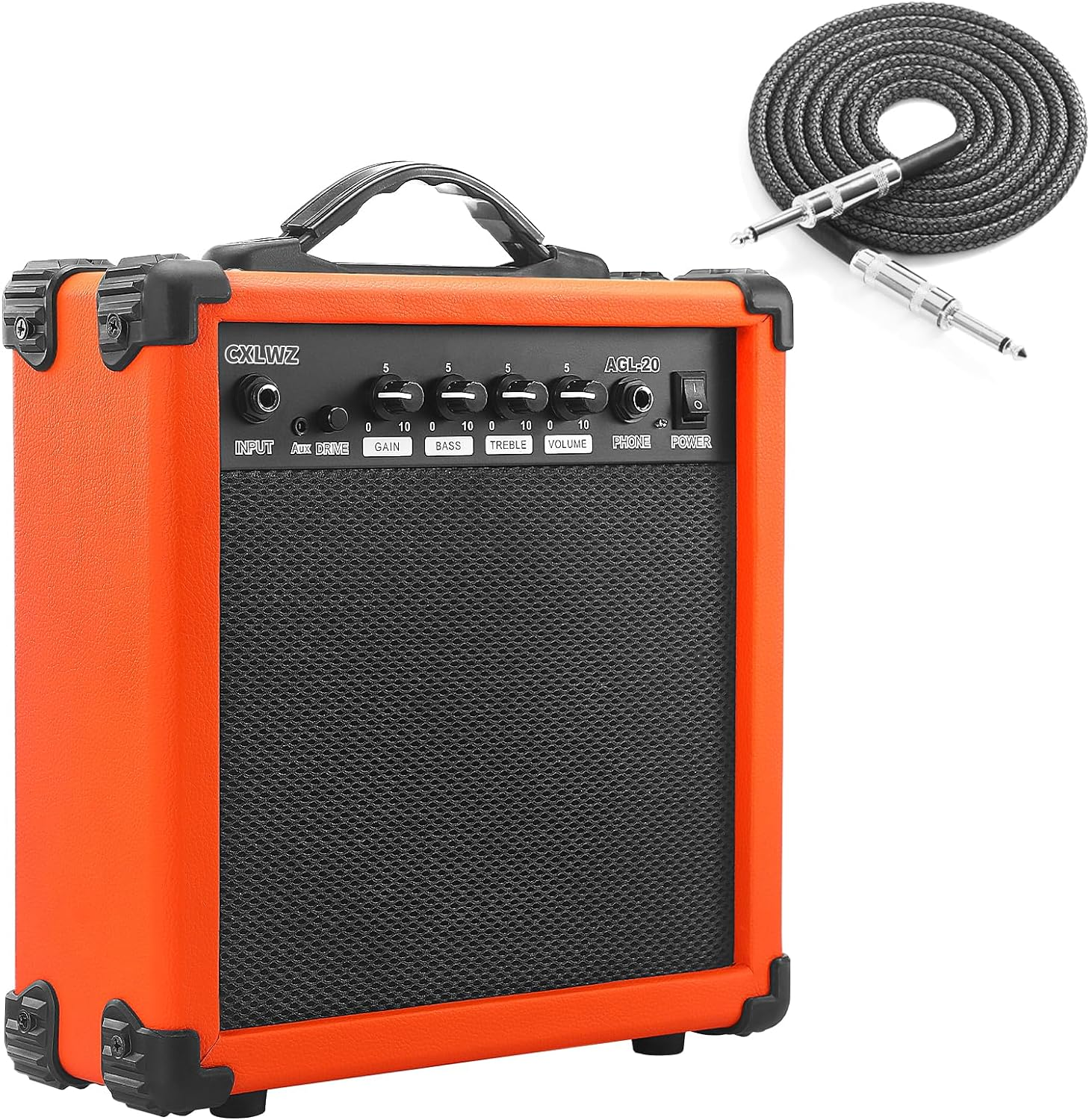 Electric Guitar Amp 20 Watt Amplifier Portable Amp with Headphone Input Gain Powe Including Professional Noise Reduction Cable (Orange)