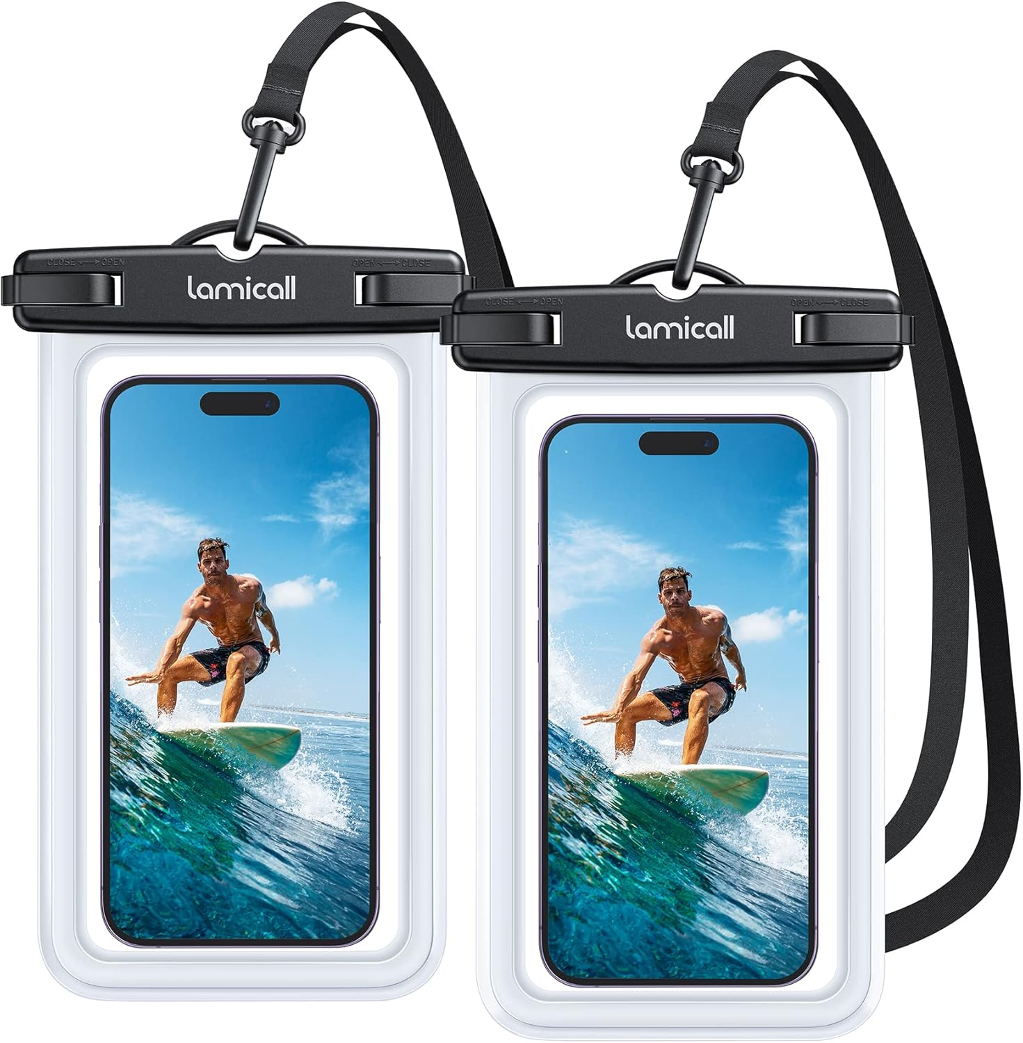 Lamicall Wasserdichte Handyhülle, Unterwasser Handytasche - [2 Stück] IPX8 Wasserfeste Hülle Für Schwimmen, Waterproof Phone Case Für Iphone 17 16 15 14 13 Pro Max, Samsung, Smartphone Bis Zu 7 Zoll