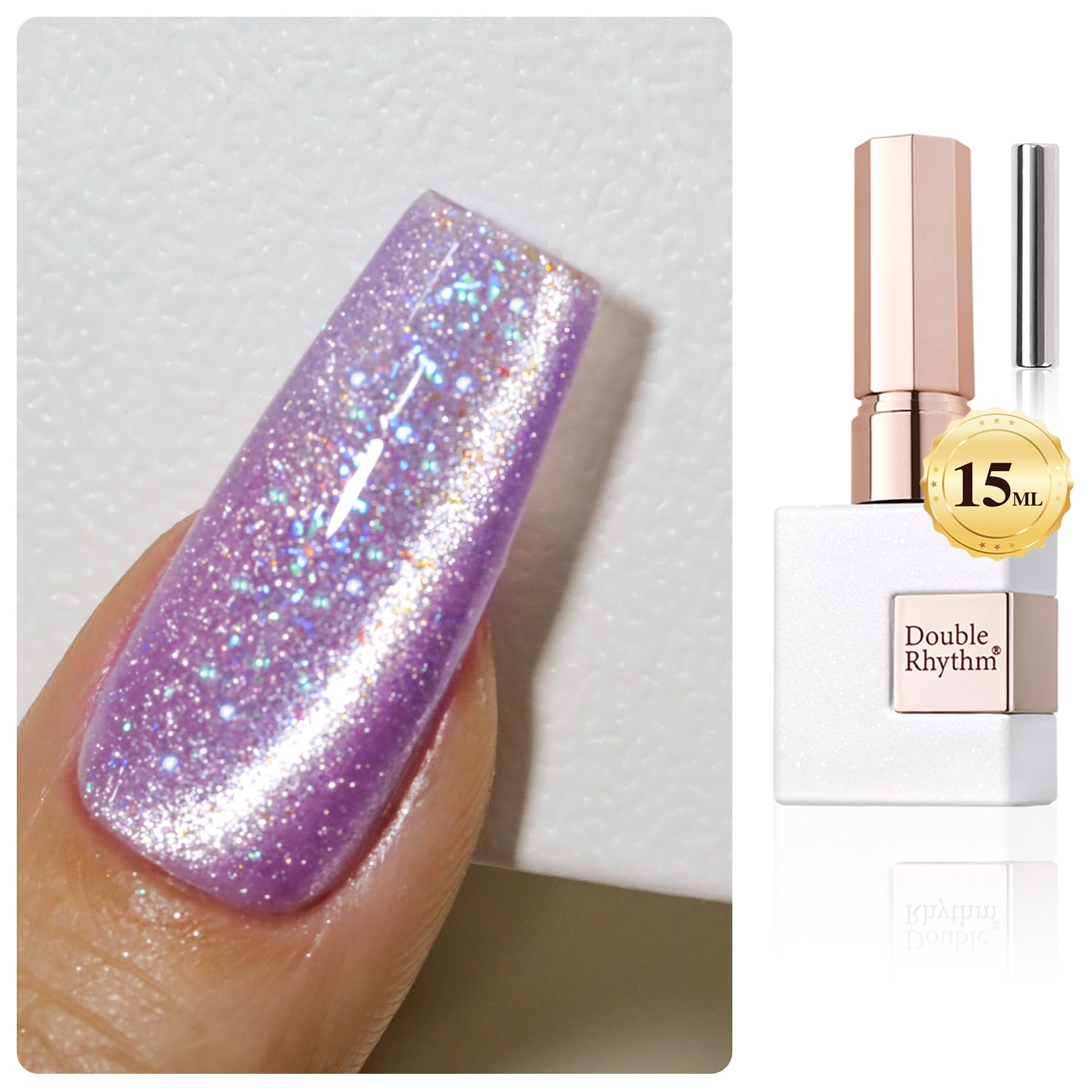 0.5 OZ Cat Eye Gel Polish with Magnet 15ML Holographic Glitter Shimmer Translucent Jelly Color Magnetic Gel Polish Salon DIY at Home (Rainbow Purple-Mc1011)