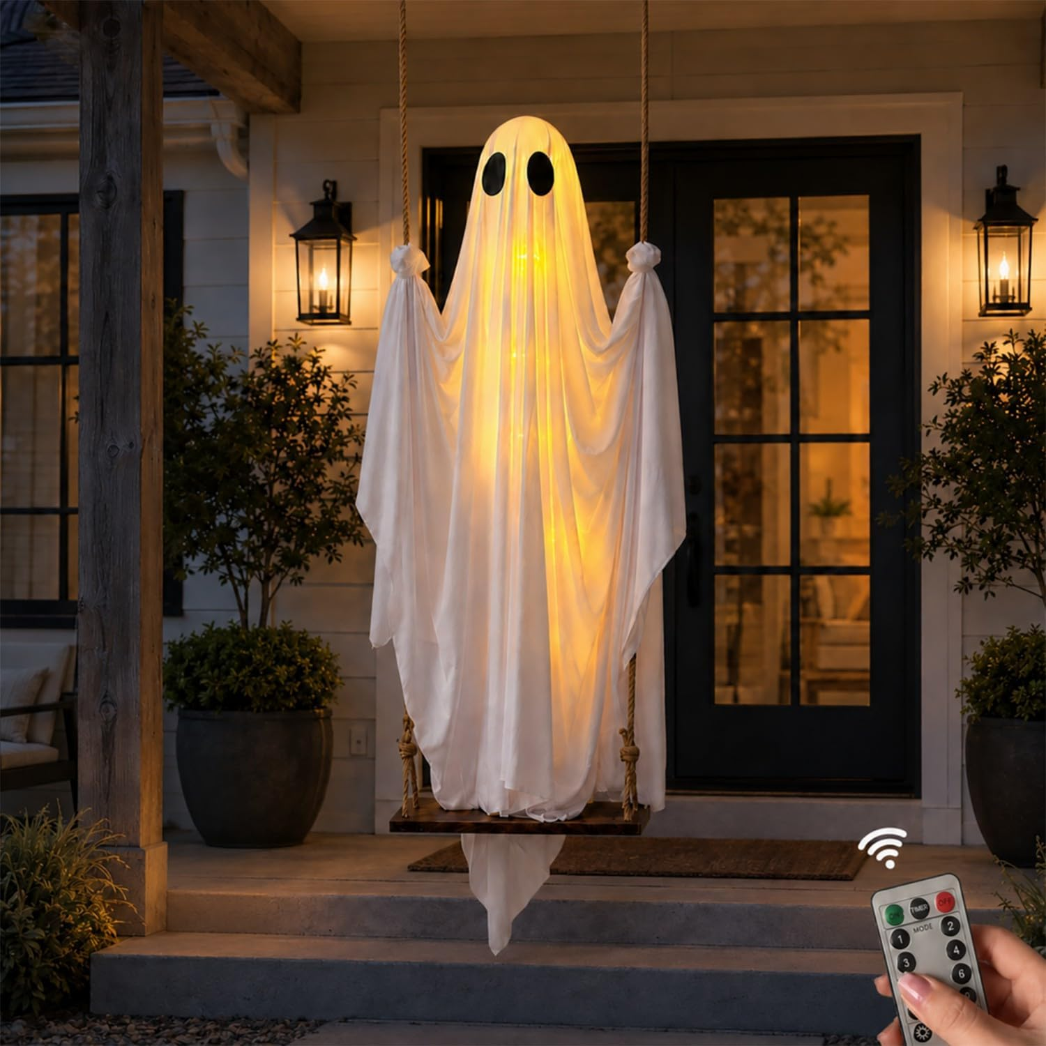 Hanging Halloween Decorations Outdoor,Swinging Ghost Outdoor Decor