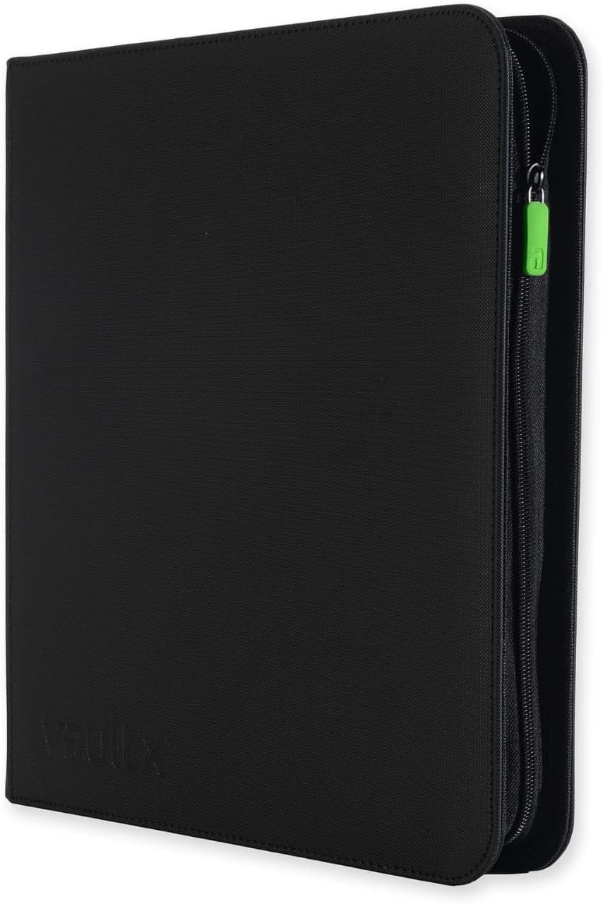 Vault X 12 Pocket Trading Card Zip Binder, 480 Cards, Premium Exo-Tec Album Material, 20 Side-Loading Pages, Folder for Collectible Card Games, Sports, TCG (Black)