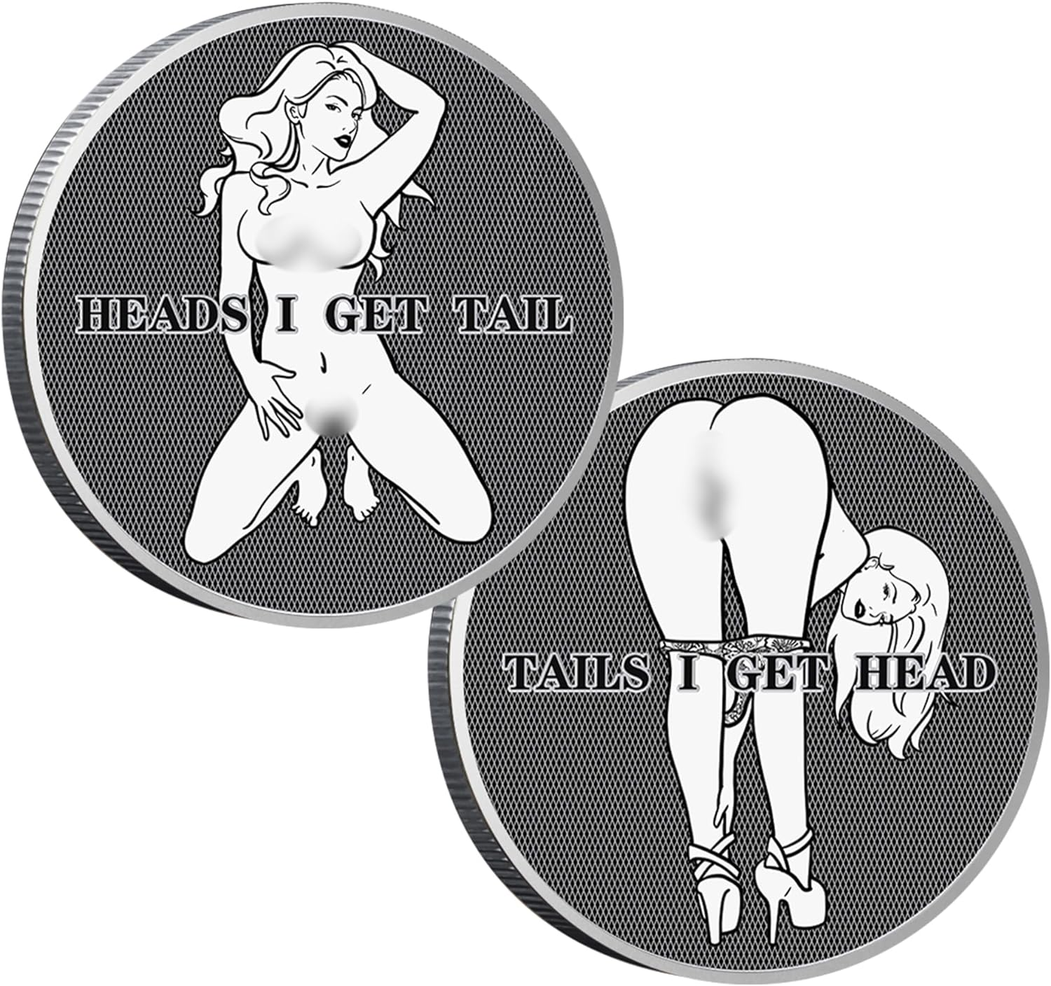 New 2PCS Double Side Heads and Tails Coin Lucky Coin Token Funny Prank Gifts for Coin Collectors (Silvery)