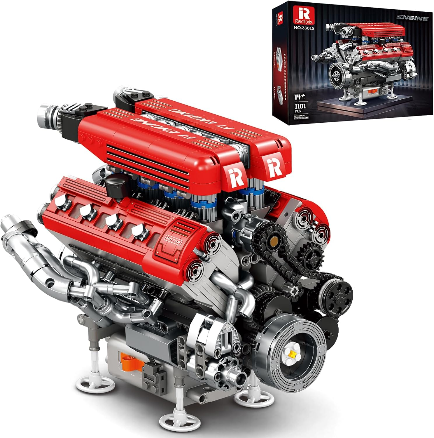 V8 Engine Model Building Kit for Adults, V8 Engine Model That Runs, Physical Science Experiment Kit for Adults, Collectible Car Engine Engineering Building Block,Stem Gifts for Car Lovers 14+