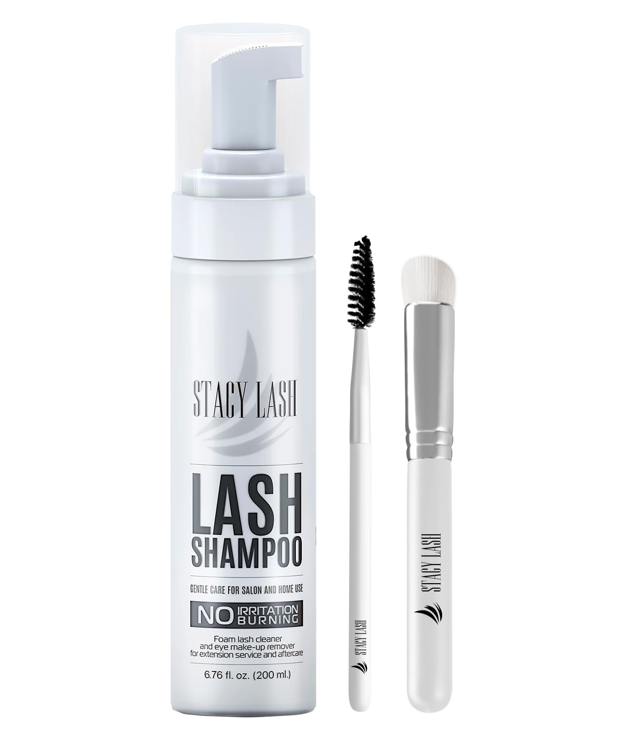 6.76 Fl.Oz / 200Ml Eyelash Extension Shampoo + Brush/Eyelid Foaming Cleanser/Wash for Extensions & Natural Lashes/Safe Makeup Remover/Supplies for Professional & Home Use