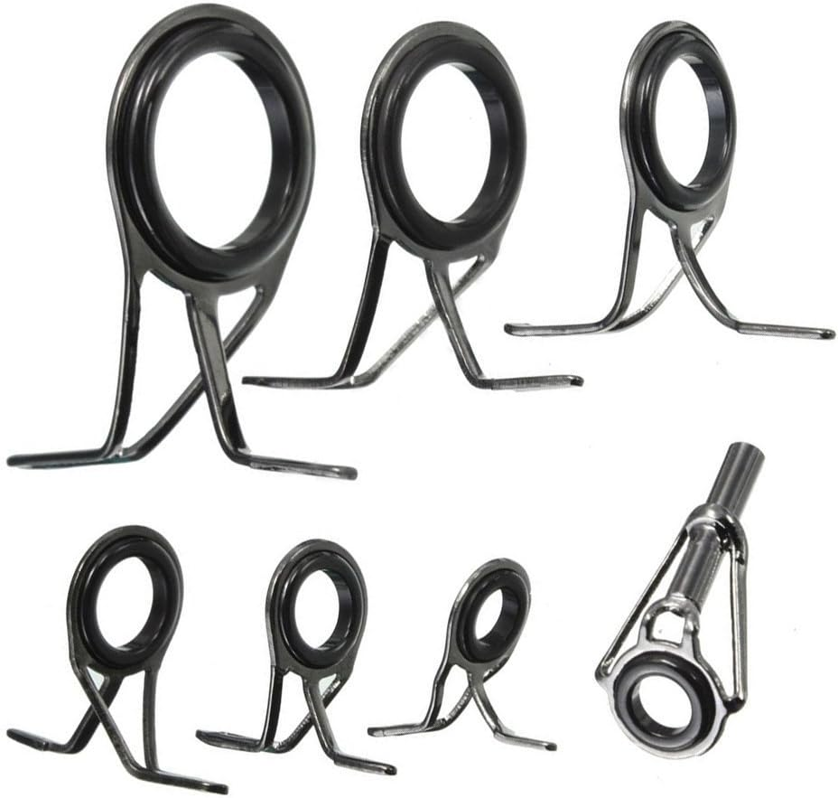 Honbay 7Pcs Set Mixed Sizes Fishing Rod Eyes Guides Line Rings Repair Kit