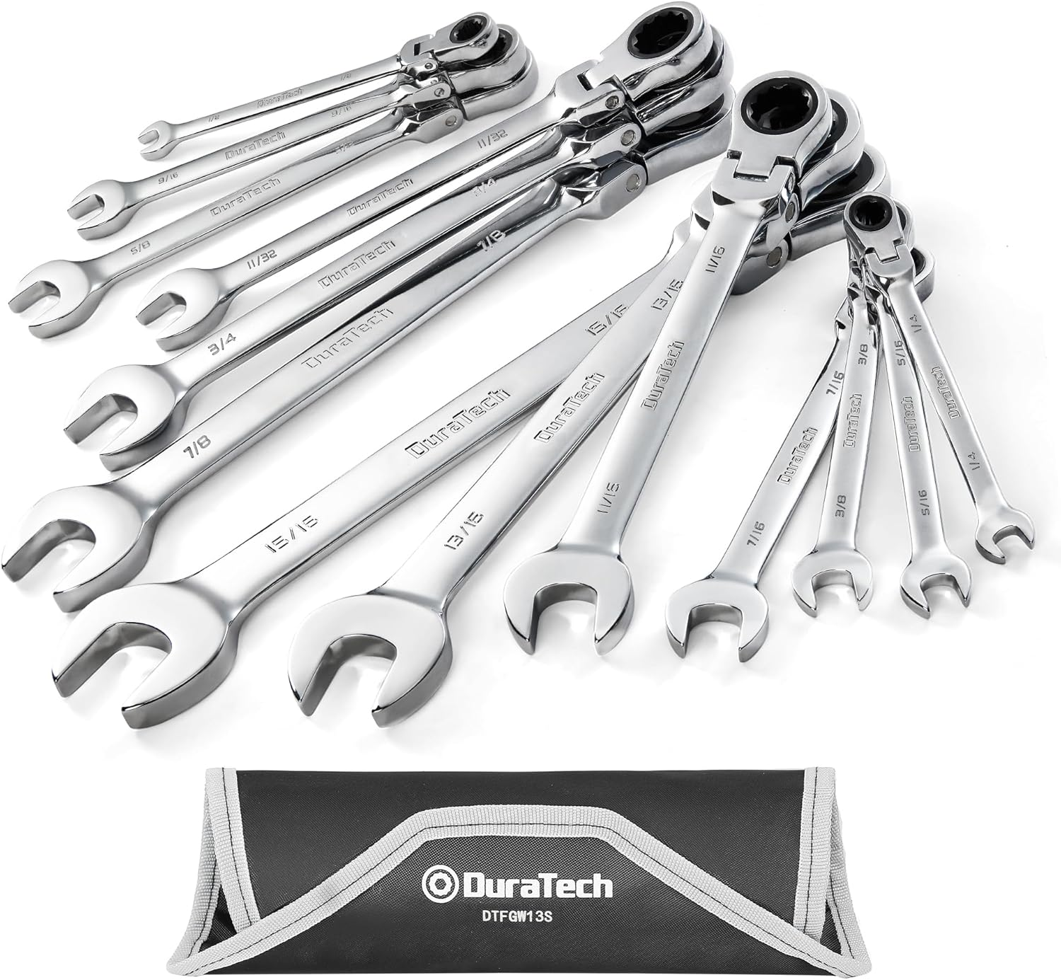 Flex-Head Ratcheting Combination Wrench Set, SAE, 13-Piece