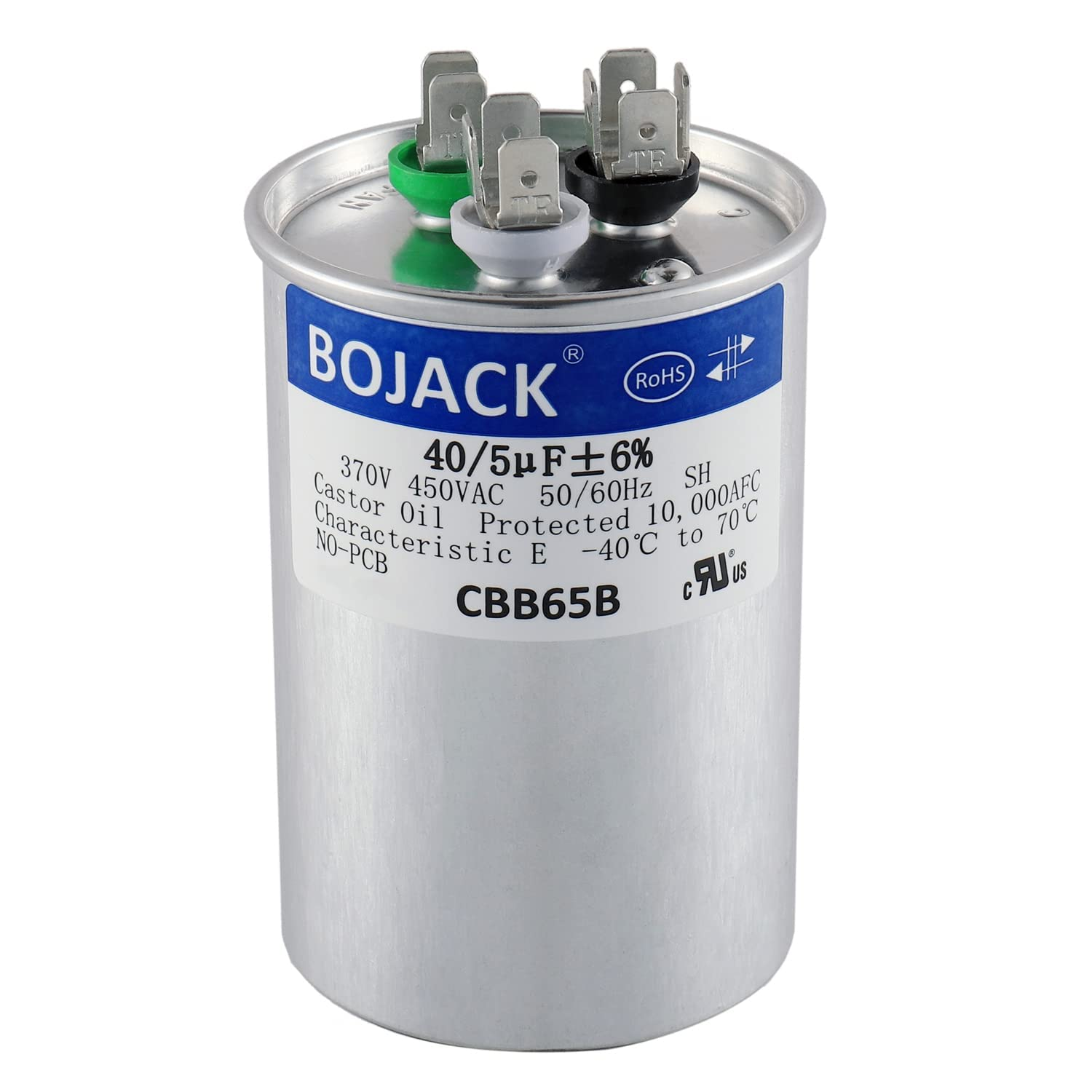 40+5 uF 40/5 MFD ±6% 370V/440 VAC CBB65 Dual Run Circular Start Capacitor for AC Motor Run or Fan Start or Condenser Straight