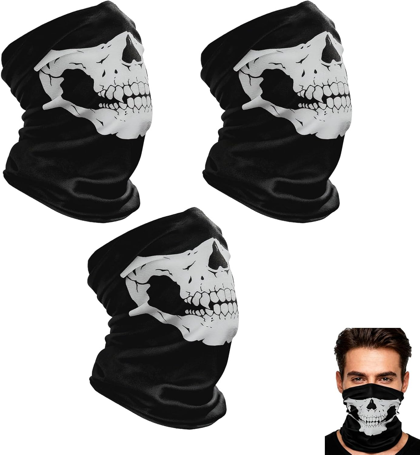 3 Pack Skull Balaclava Face Mask Balaclava for Motorcycle Riding Skiing