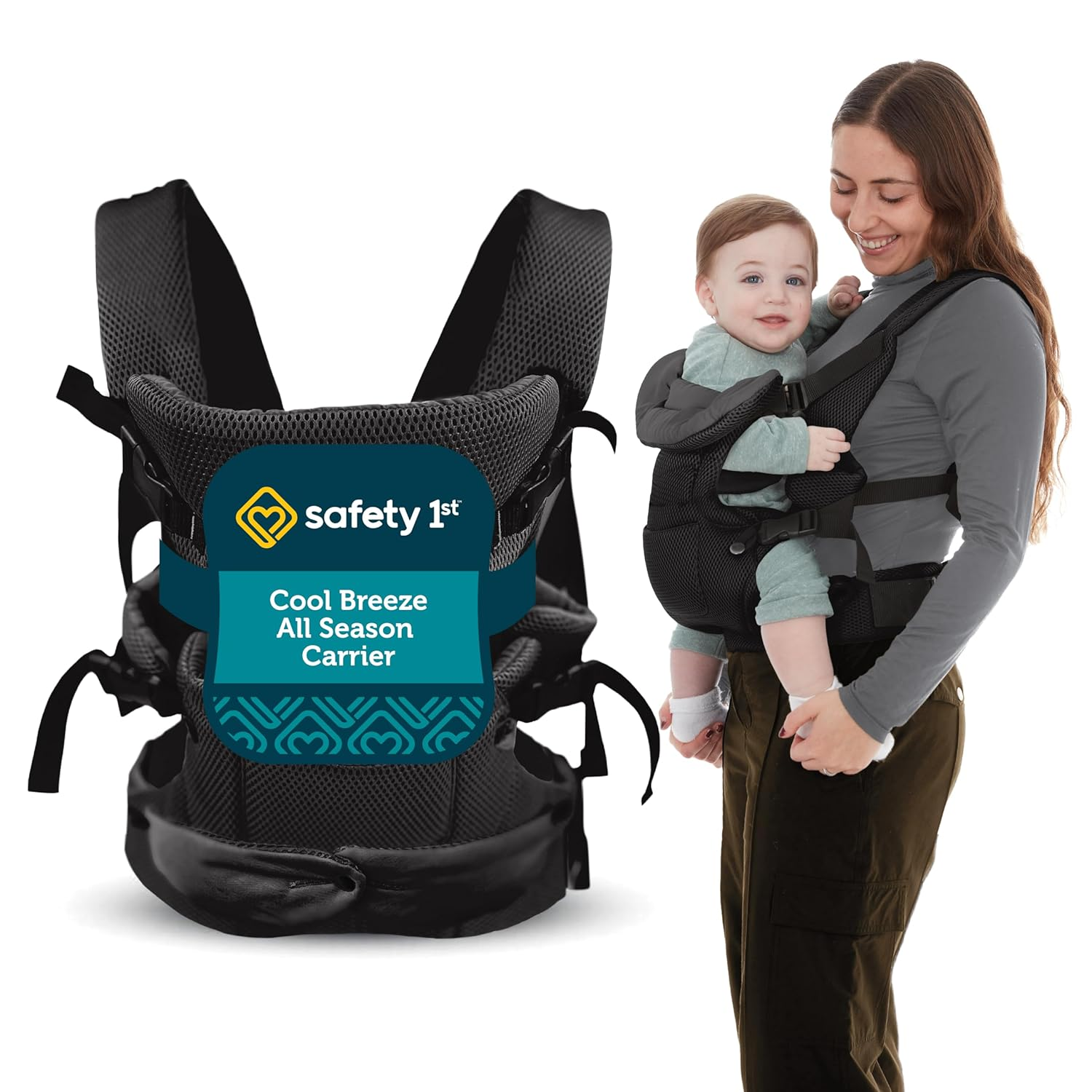 Baby Carrier Newborn to Toddler 7–32 Lbs – 4-In-1 Convertible, All Season Design Breathable Mesh, Ergonomic M Seat, Facing-In, Facing-Out & Back Carry, Adjustable Head Support