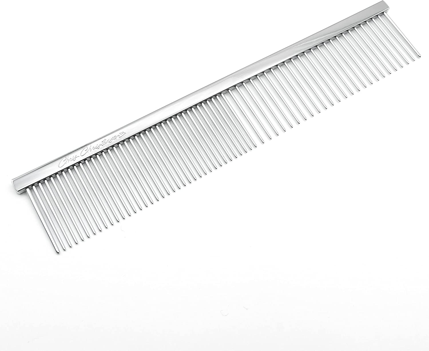 000 7.5 In. Greyhound Style Fine/Coarse Colored Butter Comb, Groom like a Professional, Rounded Corners Prevent Friction and Breakage, Solid Brass with Steel Teeth, Chrome Finish