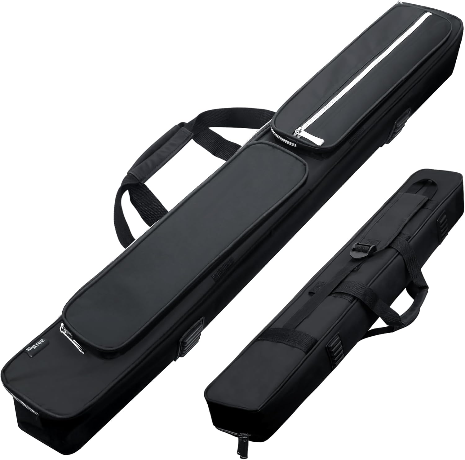 2X2 Pool Cue Case, Heavy Duty Oxford Wear-Resistant Soft Billiard Cue Stick Case Bag with Adjustable Shoulder Strap, Pool Stick Case for 2 Sticks /2 Butt/2 Shaft/, Black