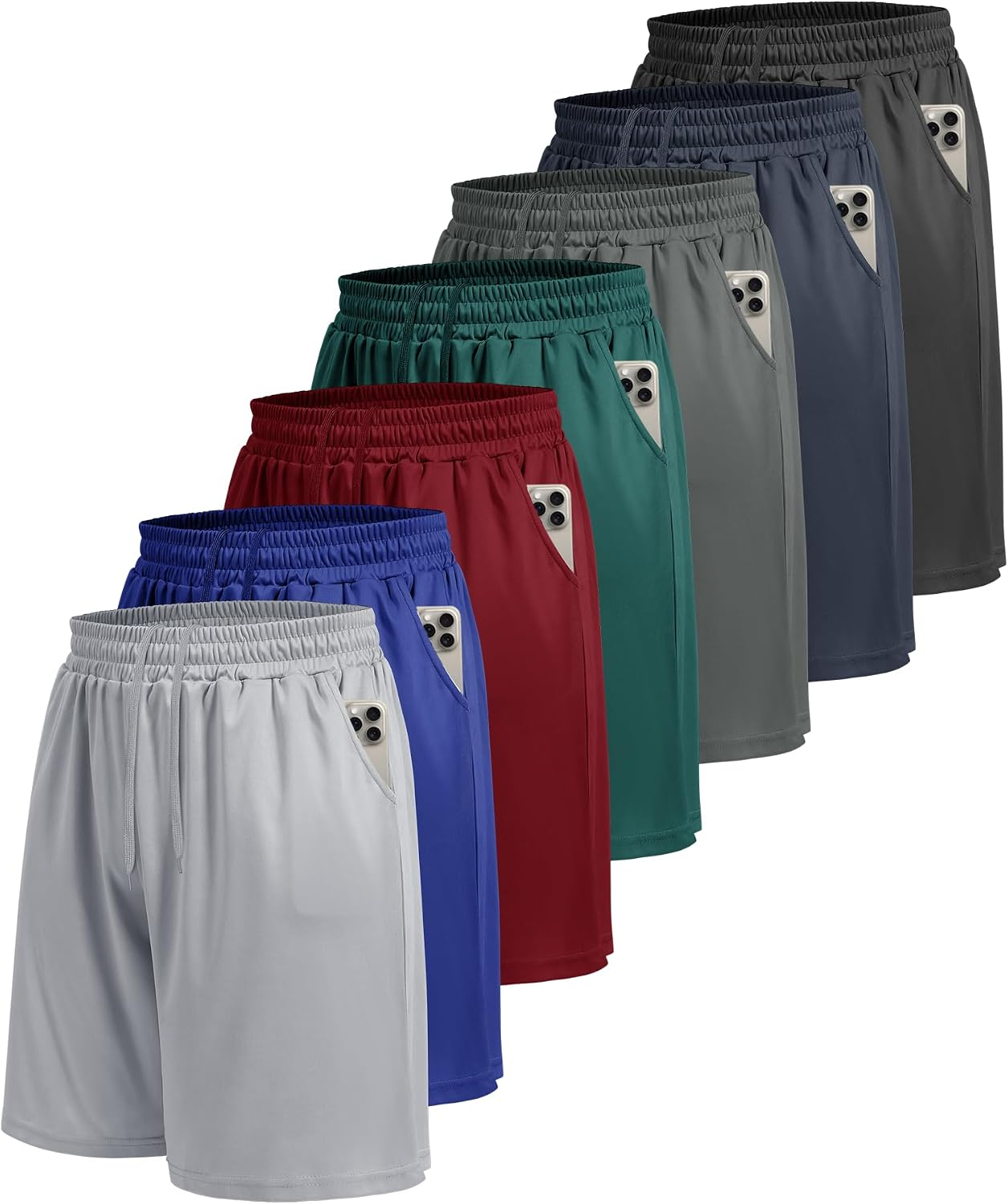 Pantalones Cortos Deportivos Hombre 7 Piezas Gimnasio Baloncesto Running Secado