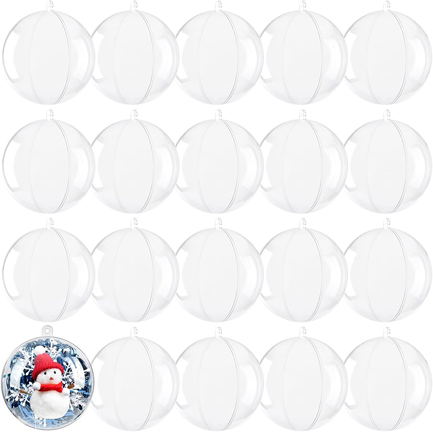 20Pcs Clear Fillable Ornaments Ball, AGM DIY Plastic Christmas Tree Hanging Ornaments Ball, 3.94'' Decoration Art Crafts for New Years Present, Holiday, Wedding, Party Home Decor (100MM)
