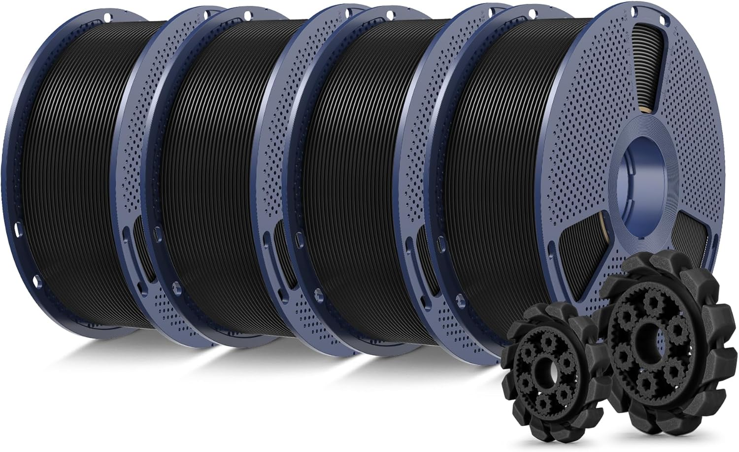 PLA+2.0 3D Printer Filament Bundle, 4KG Upgrade PLA+ Filament 1.75Mm, Tougher and Stronger, Dimensional Accuracy +/-0.02Mm, 1KG per Spool, 4 Packs, 4KG Total, Black