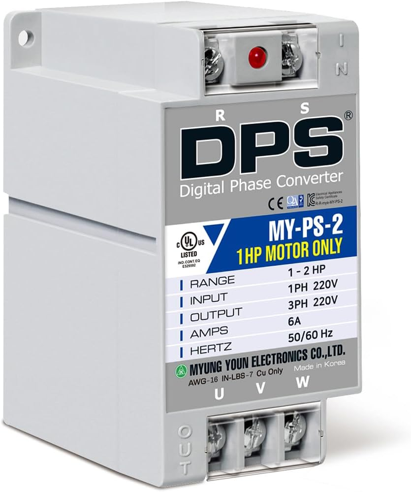 DPS 2HP My-Ps-2 Used for 1Hp(0.75Kw) 3A Motor, Single to 3 Phase Converter, 1 DPS Must Be Used for 1 Motor Only, Input/Output 200-240V, UL Listed