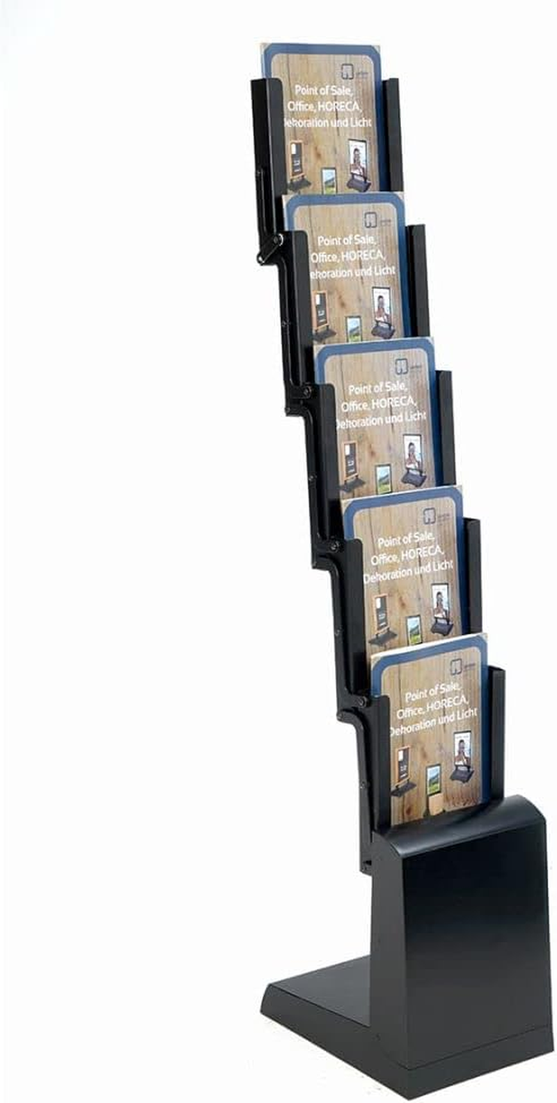 DISPLAY SALES A4 Brochure Holder 5 X DIN A4 Foldable in Black | Leaflet Display Stands | Leaflet Holder Aluminium and Black Sheet Steel | Brochure Stand Incl. Nylon Carry Bag