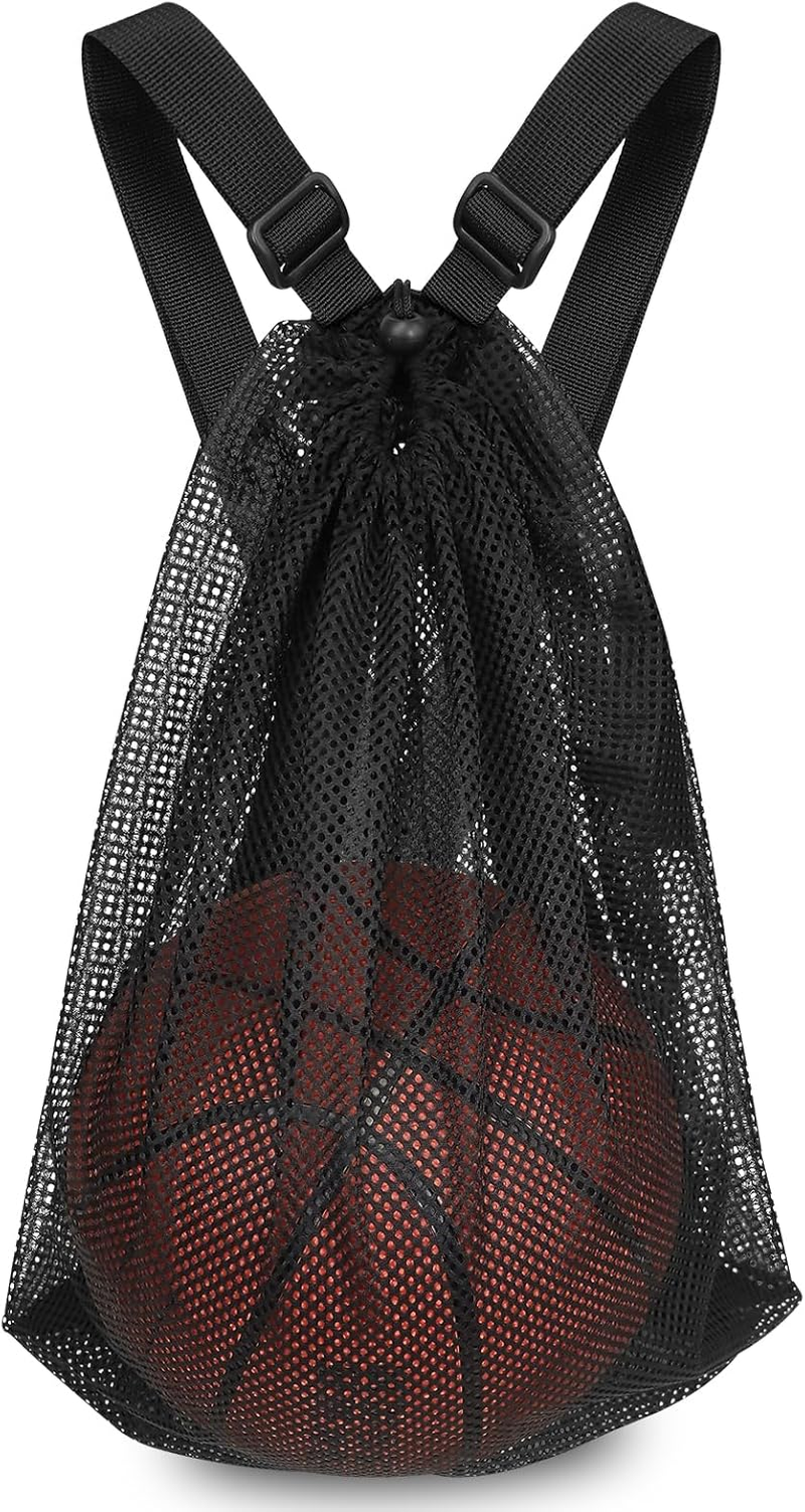 Basketball Bag 15 * 20 Inch Sports Single Ball Bag Drawstring Mesh Backpack
