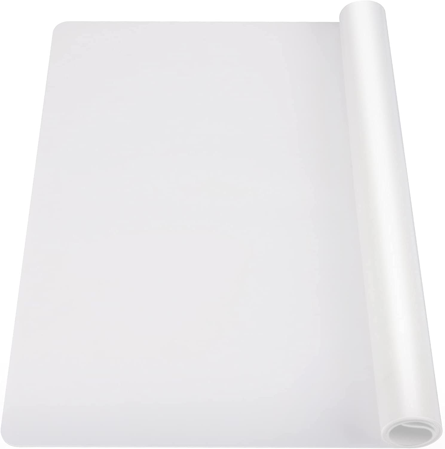 25.6X17.7In 2Mm Silicone Mats for Kitchen Counter, Extra Large Thick Heat Resistant Baking Mat, Silicone Countertop Protector Mat for Bar Air Fryer Crafts Work Glass Top Stove Cover Translucent