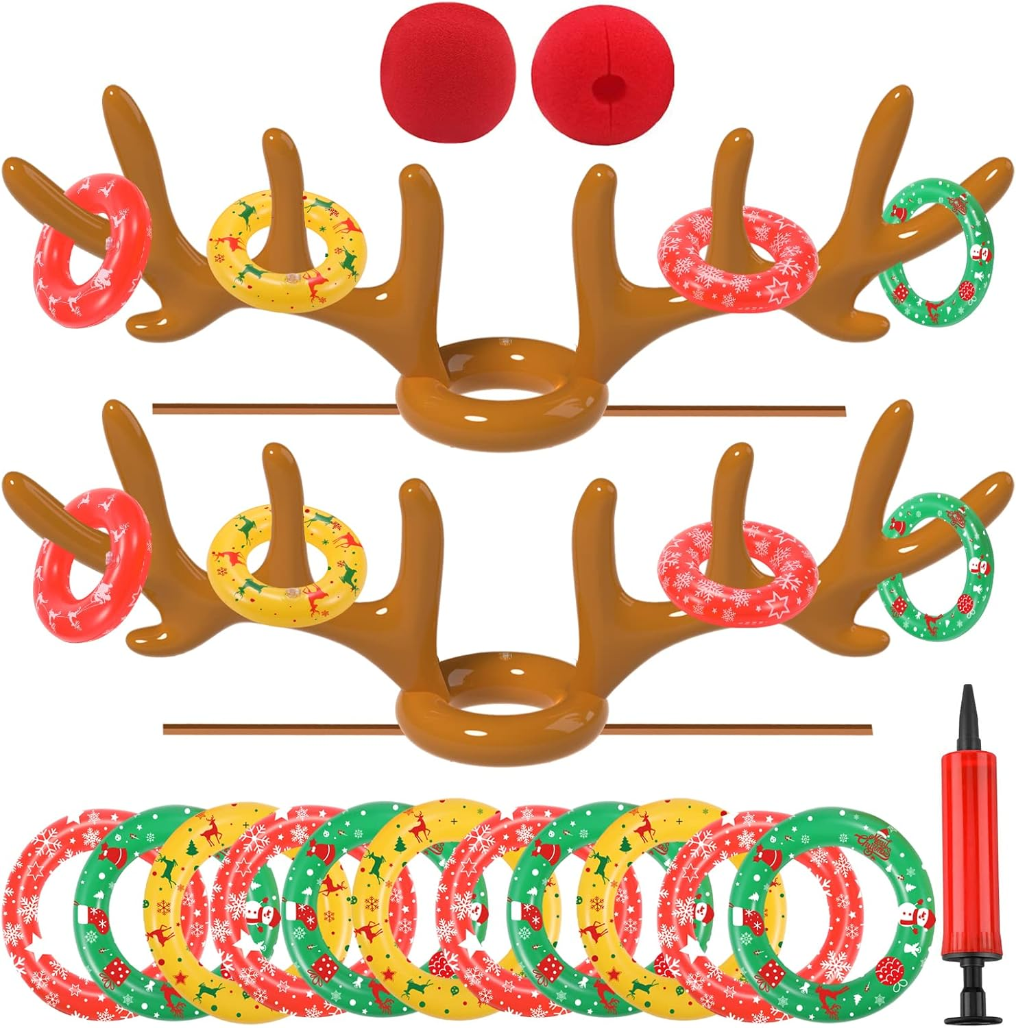 Christmas Games, Inflatable Reindeer Antler Ring Toss Game, Stocking Stuffers for Men Women Kids Teens Adults, Christmas Party Games Fun Xmas Gifts Carnival Holiday Family