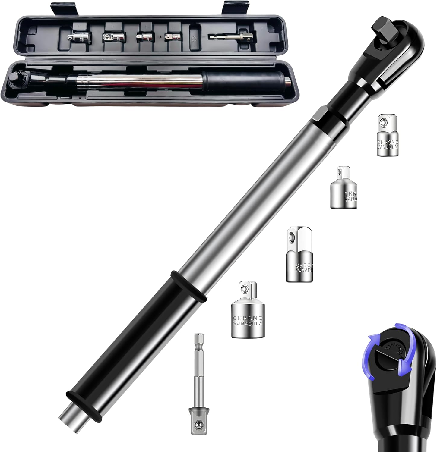 1/2“ Offset Extension Wrench Impact for Electric Drill,Electric Ratchet Wrench Extender for Tight Spaces with 1/2