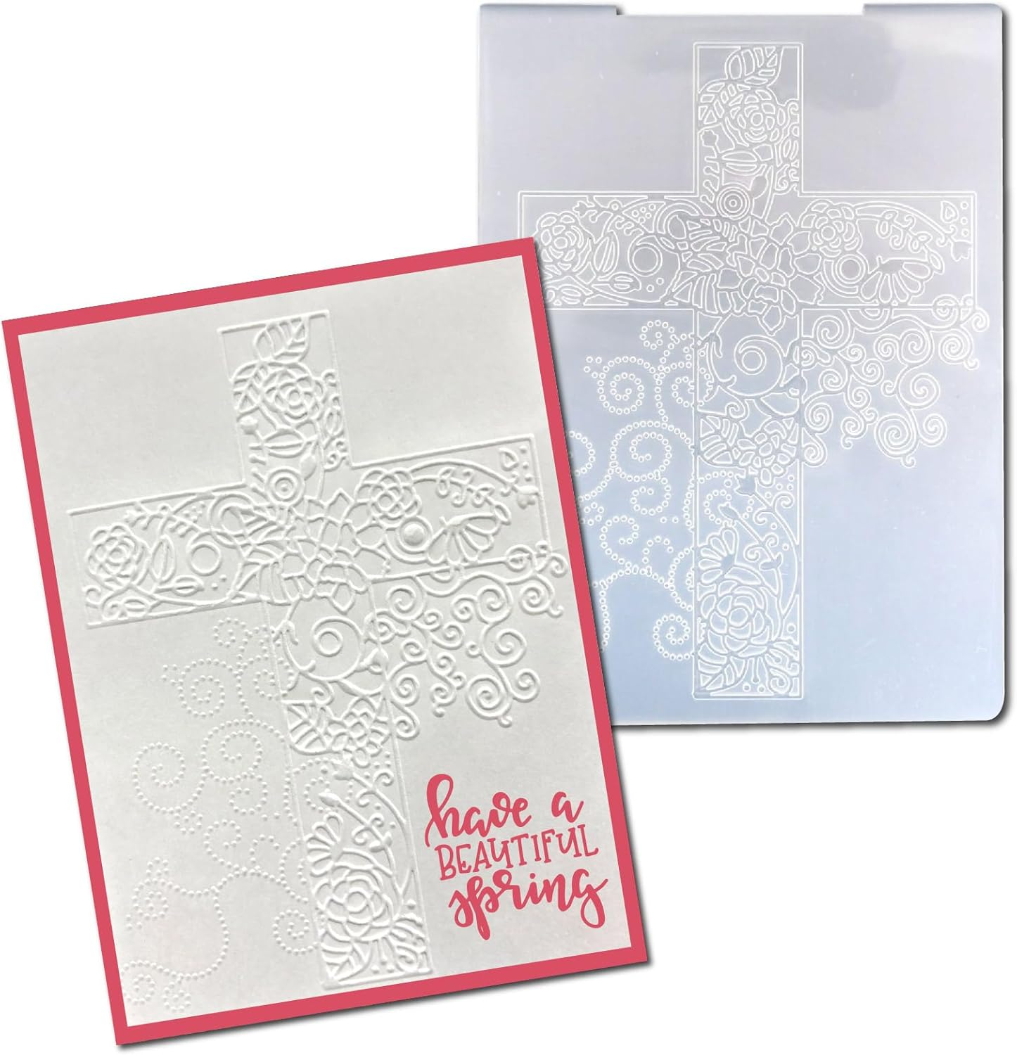 Flowers Cross Plastic Embossing Folders for Card Making Christian Cross Embossing Folder for Scrapbooking Pages Paper Crafting Clay Decoration