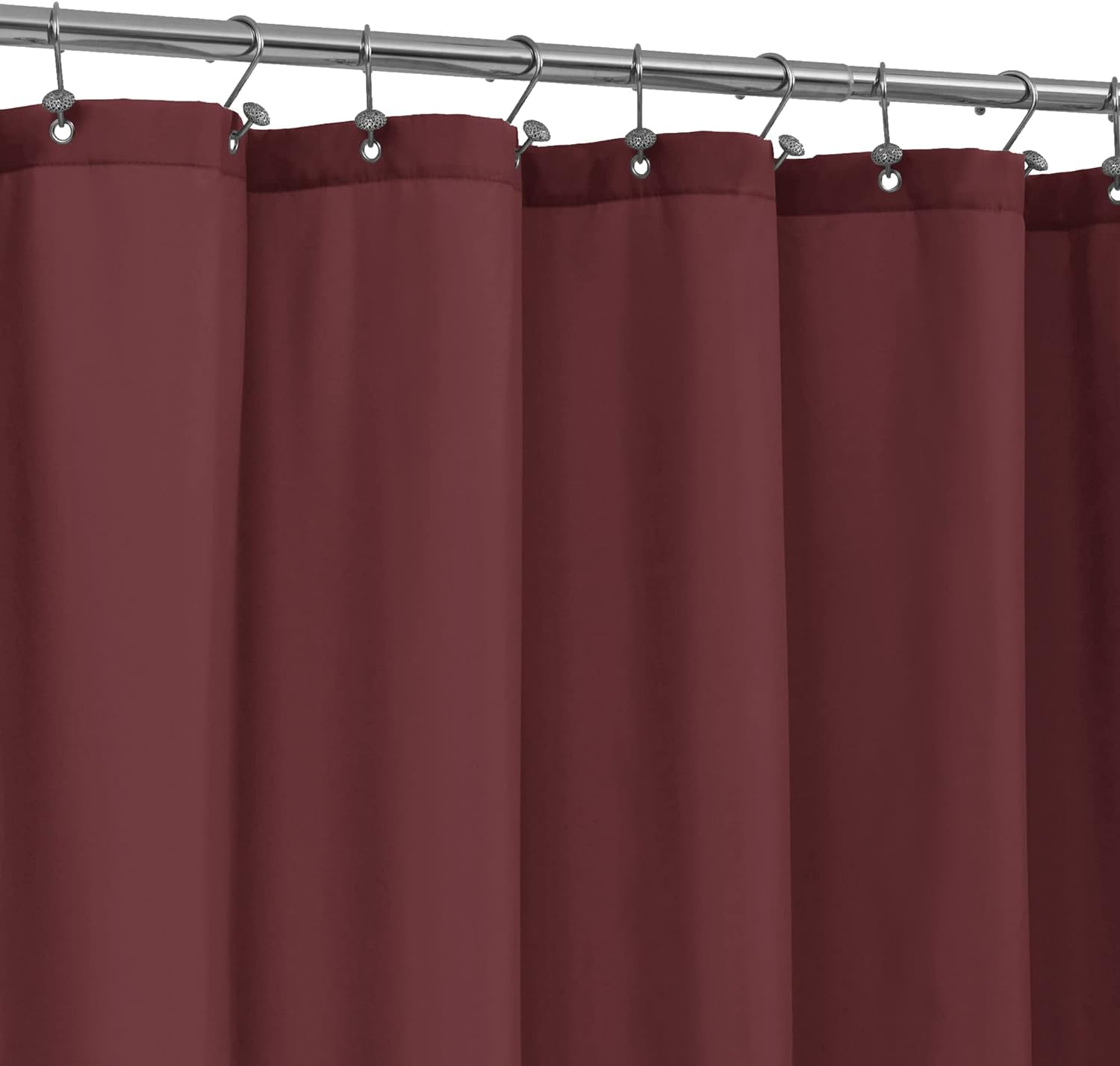 Burgundy Red Fabric Shower Curtain Liner Waterproof - Soft Hotel Quality Cloth Shower Liner with 3 Magnets, Light-Weight & Machine Washable - Standard Size 72x72, Burgundy