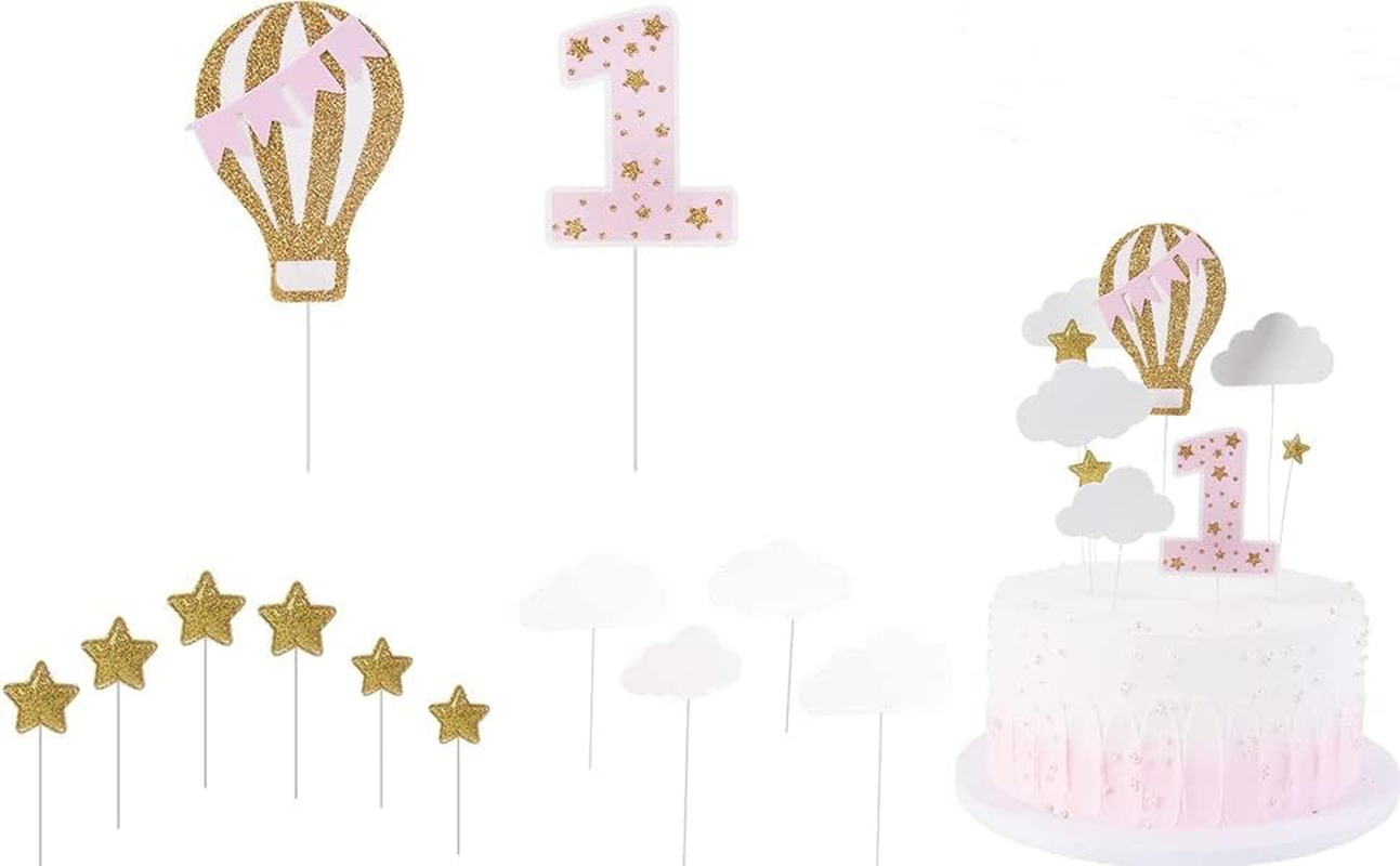 12 Pack Hot Air Balloon Cake Topper with White Cloud Little Stars for Boys Fi... - Picture 5 of 14
