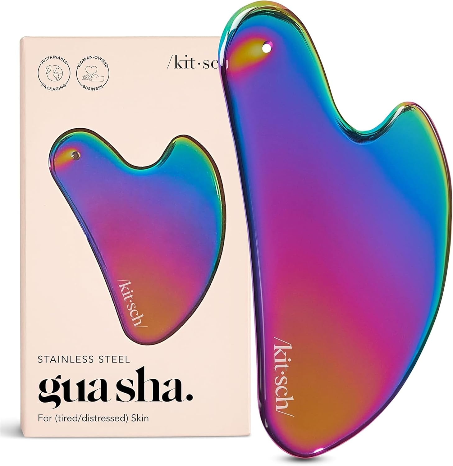 Stainless Steel Gua Sha Facial Tools - Guasha Tool for Face, Face Sculpting Tool, Neck Massager, Double Chin Reducer Gua Sha Tools, Lymphatic Drainage Massager, Facial Skin Care - Iridescent