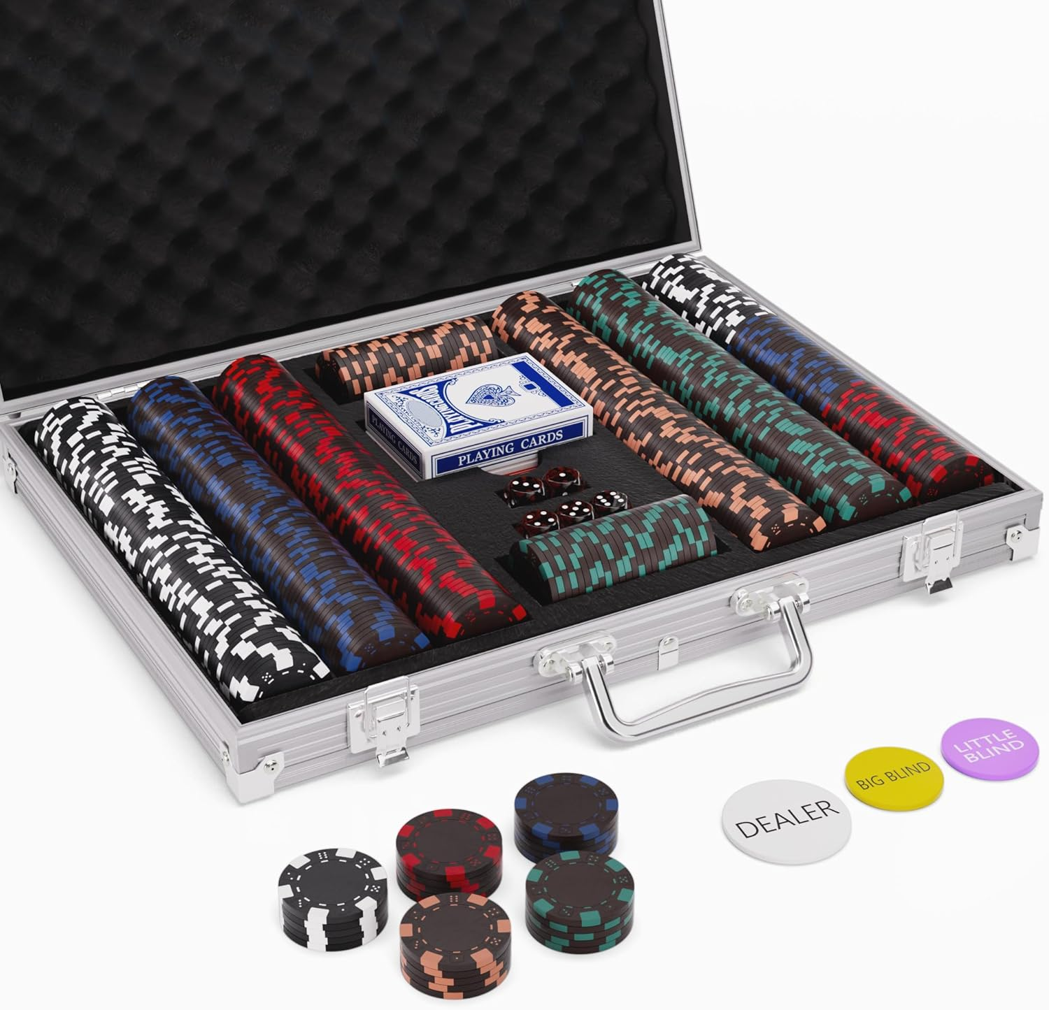 500 Fichas Poker Negras Set Casino Blackjack Texas Juego Mesa Maletin Cartas