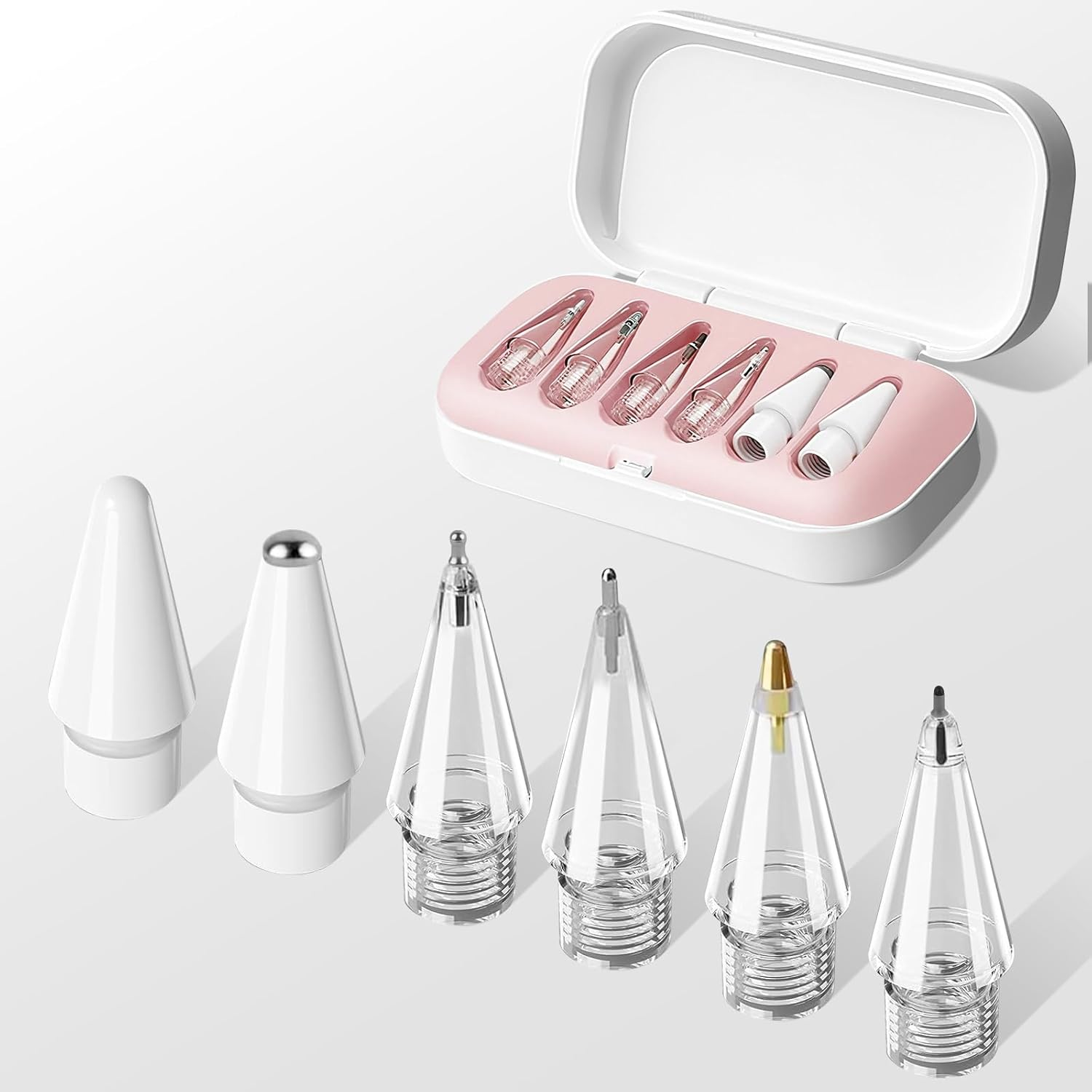 Replacement Tips for Apple Pencil Pro/2Nd Gen/1St Gen/Usb C, 6 Pack Apple Pencil Tips with Storage Case, Precise Control Ipad Pen Tip, Ipad Pro Pencil Tip Sets, Apple Pen Tip Sets (Pink)