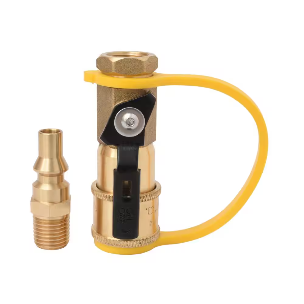 1/4 in. RV Propane Quick Connect Adapter for LP or NG Hose with Shutoff Valve