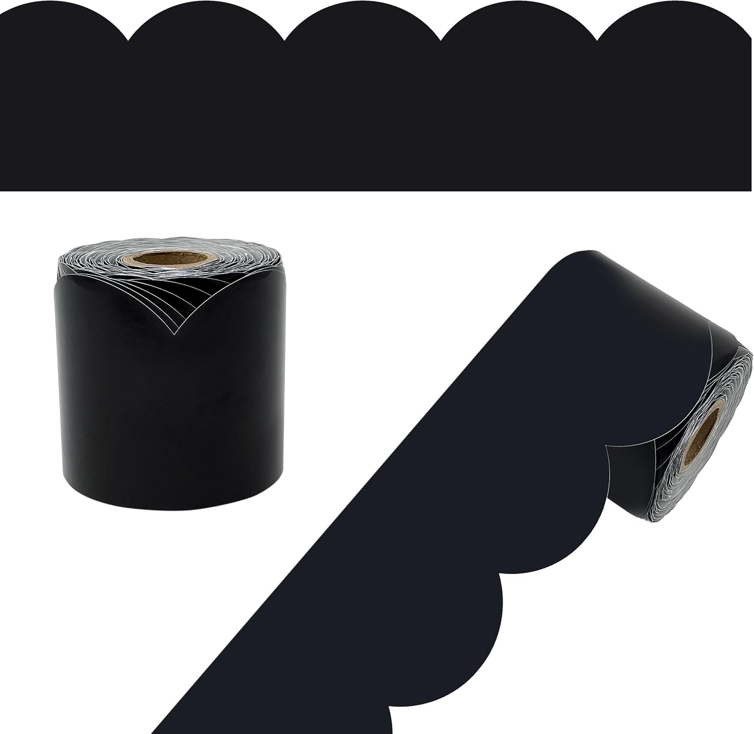 Carson Dellosa 65 Ft Scalloped Black Bulletin Board Borders, Classroom Borders for Bulletin Board, White Board, Cork Board, Locker, and Classroom Décor, Bulletin Board Trim