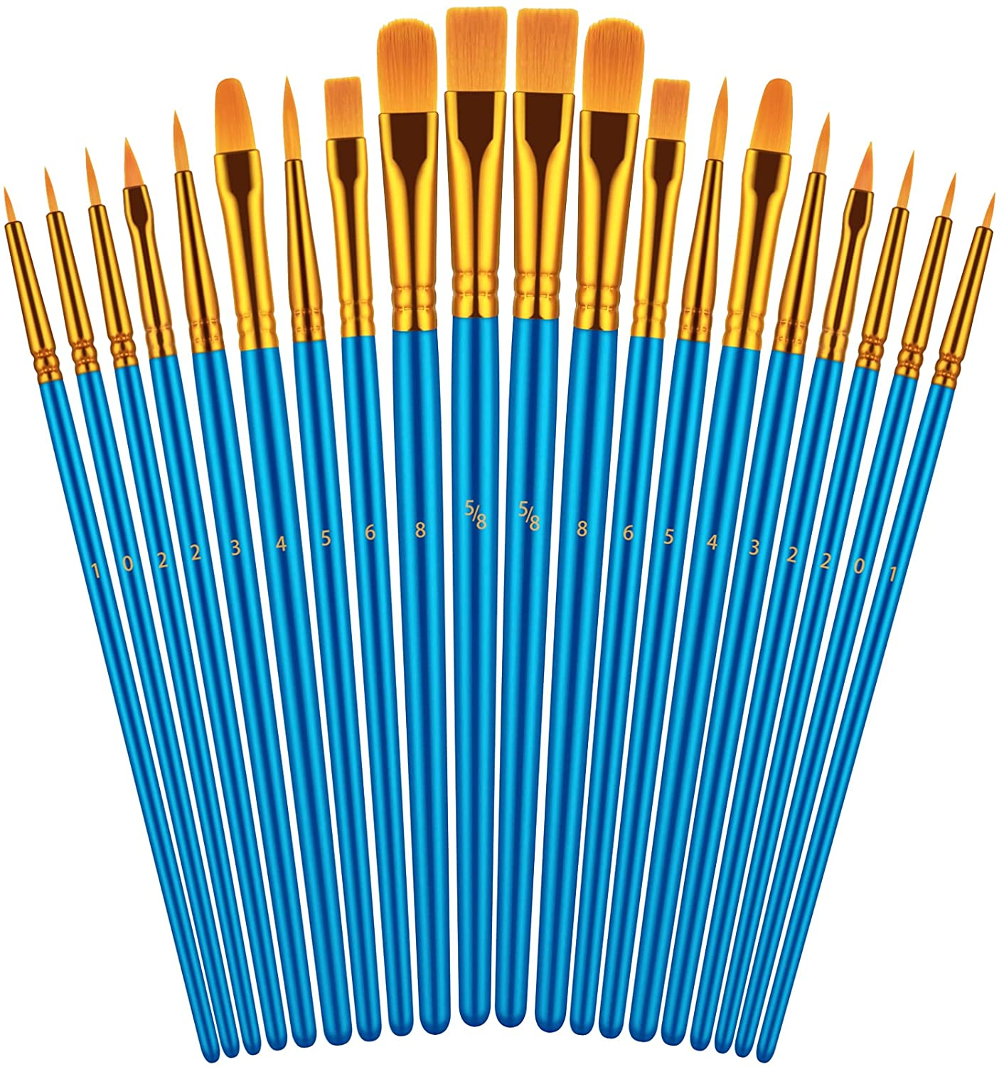 Paint Brushes Set for Acrylic Painting, 20 Pcs Oil Watercolor Acrylic Paint Brush, Artist Paintbrushes for Body Face Rock Canvas, Kids Adult Drawing Arts Crafts Supplies, Blue
