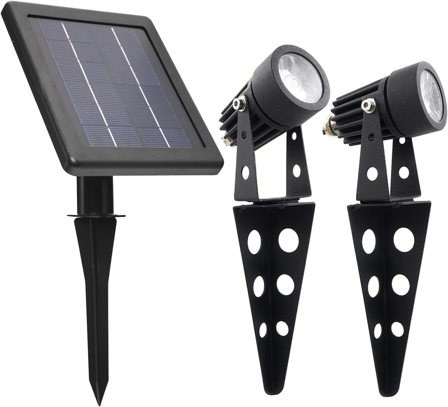 MINI 50X Twin Solar-Powered Cast Aluminium Warm White LED Spotlight 60-100 Lumen per Light Fixture for Outdoor Garden Yard Landscape Downlight