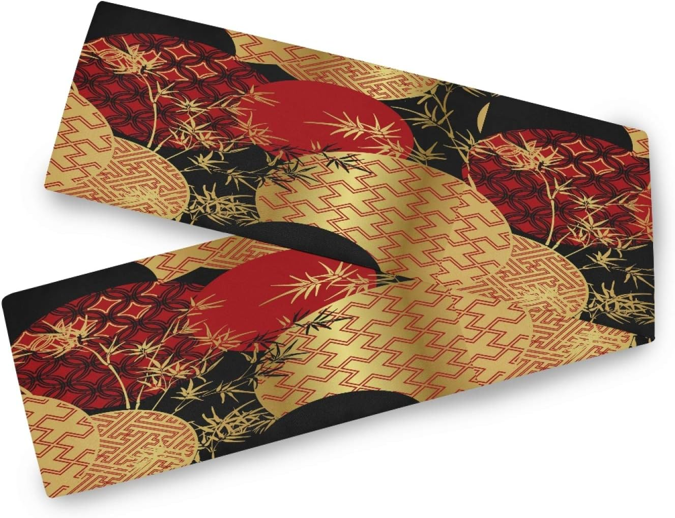 Japanese Table Runner 13x90in Red Asian Table Runner for Dining Table Durable Luxury Dresser Scarf Tabletop Cloth for Holiday New Year Japanese Party Decorations Oriental Decor