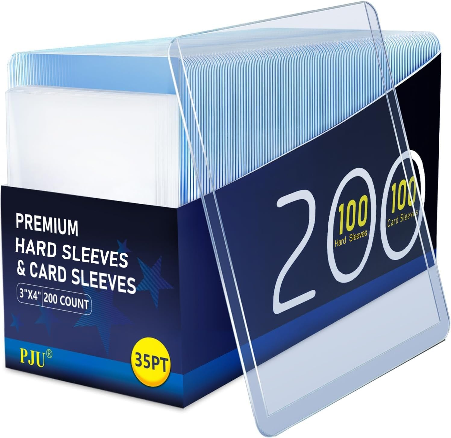 200 Hard Plastic Card Sleeves, Premium Baseball Card Protectors, 3